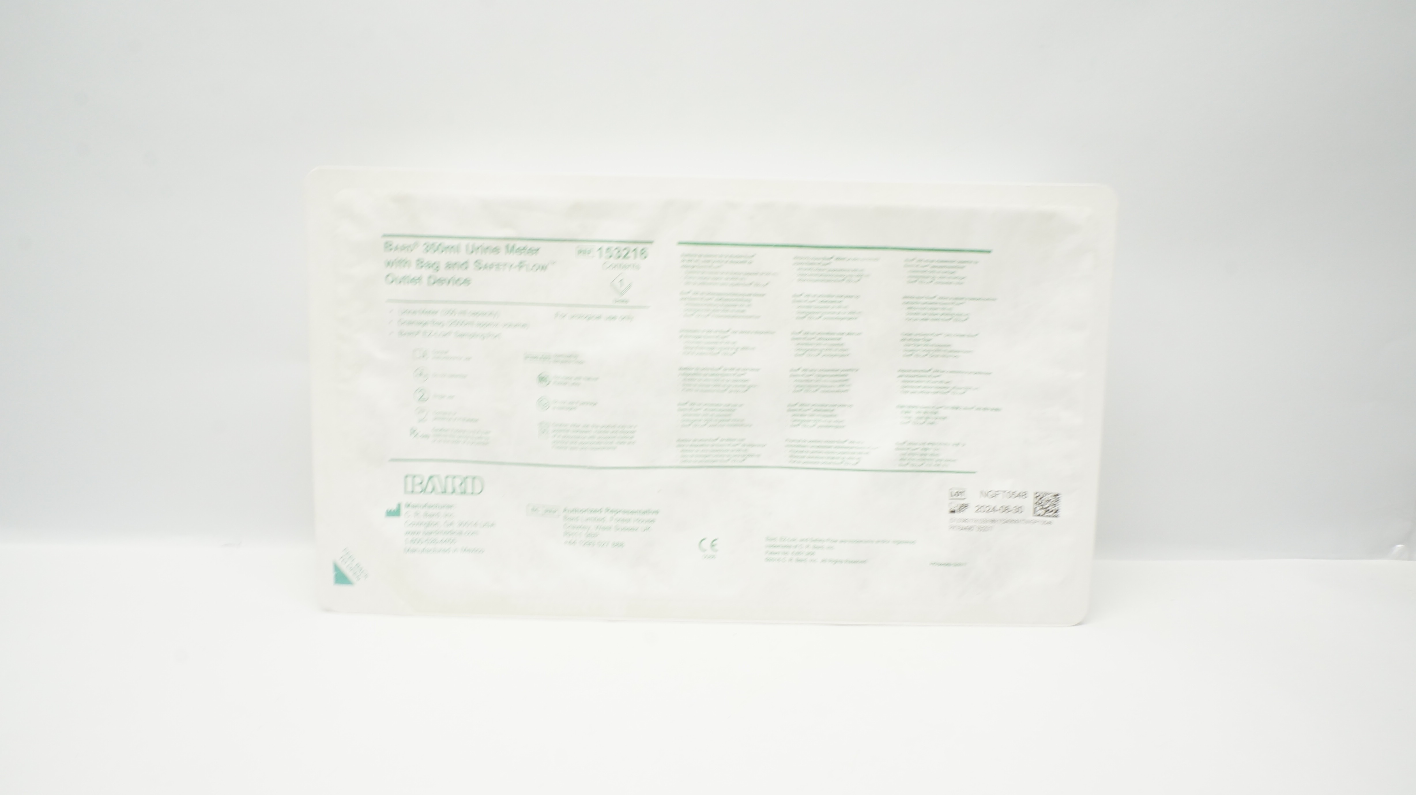 Bard 153216 Urine Meter With Bag And Safety-Flow Outlet Device 350ml (x)