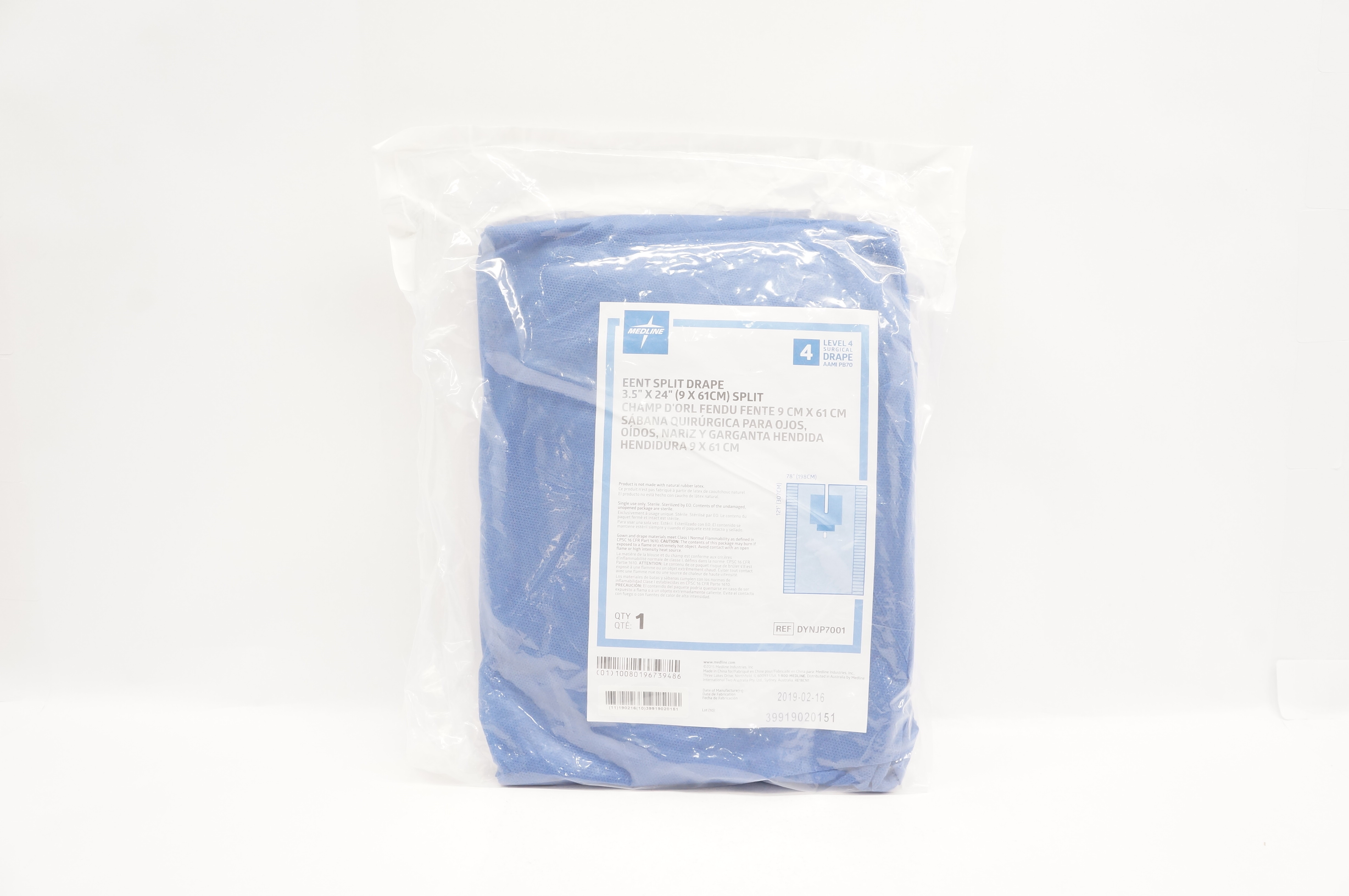 Medline DYNJP7001 EENT Split Drape 3.5inch x 24inch