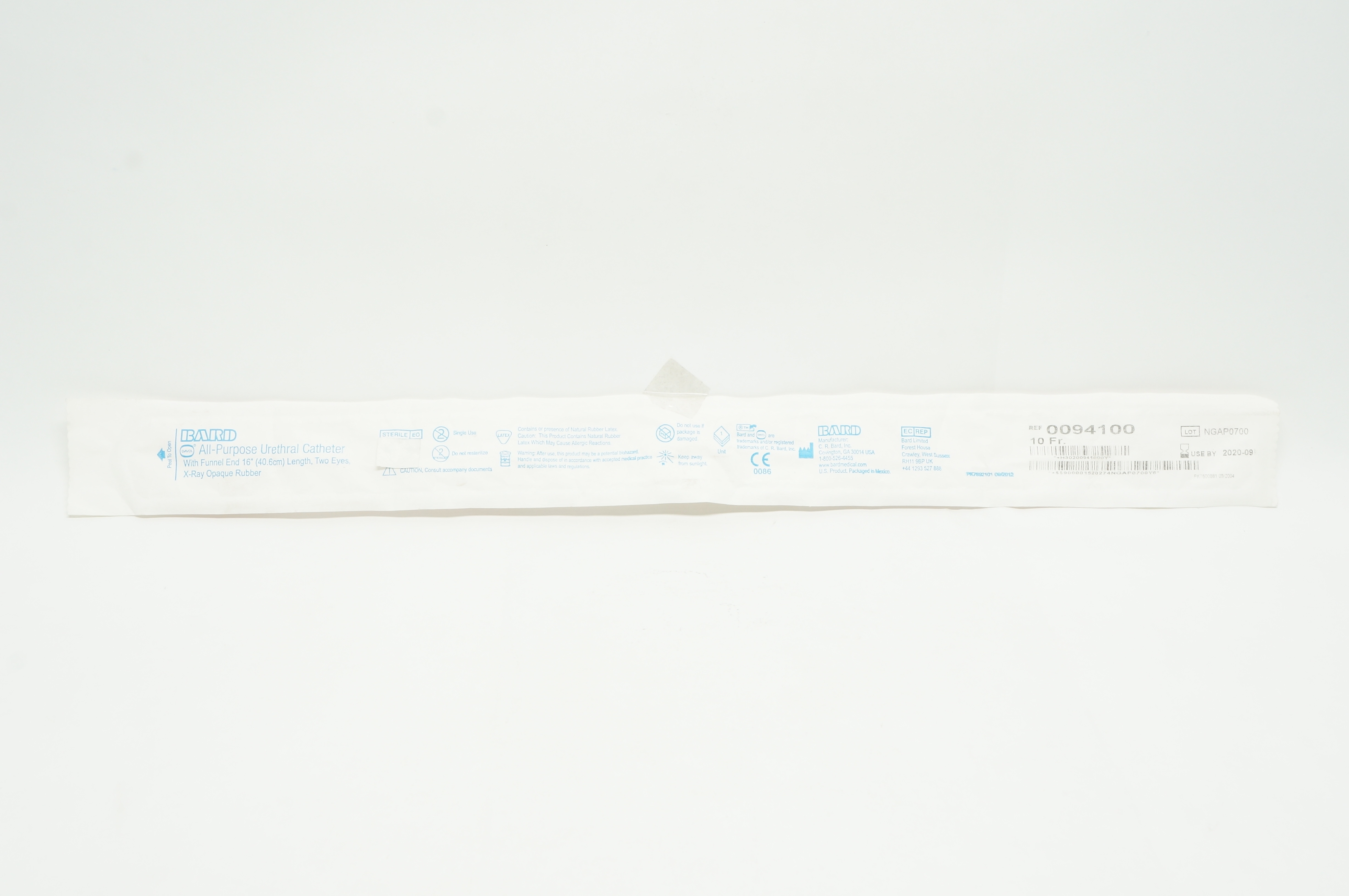 Bard 0094100 Red Rubber All-Purpose Latex Urethral Cath 10Fr (x)