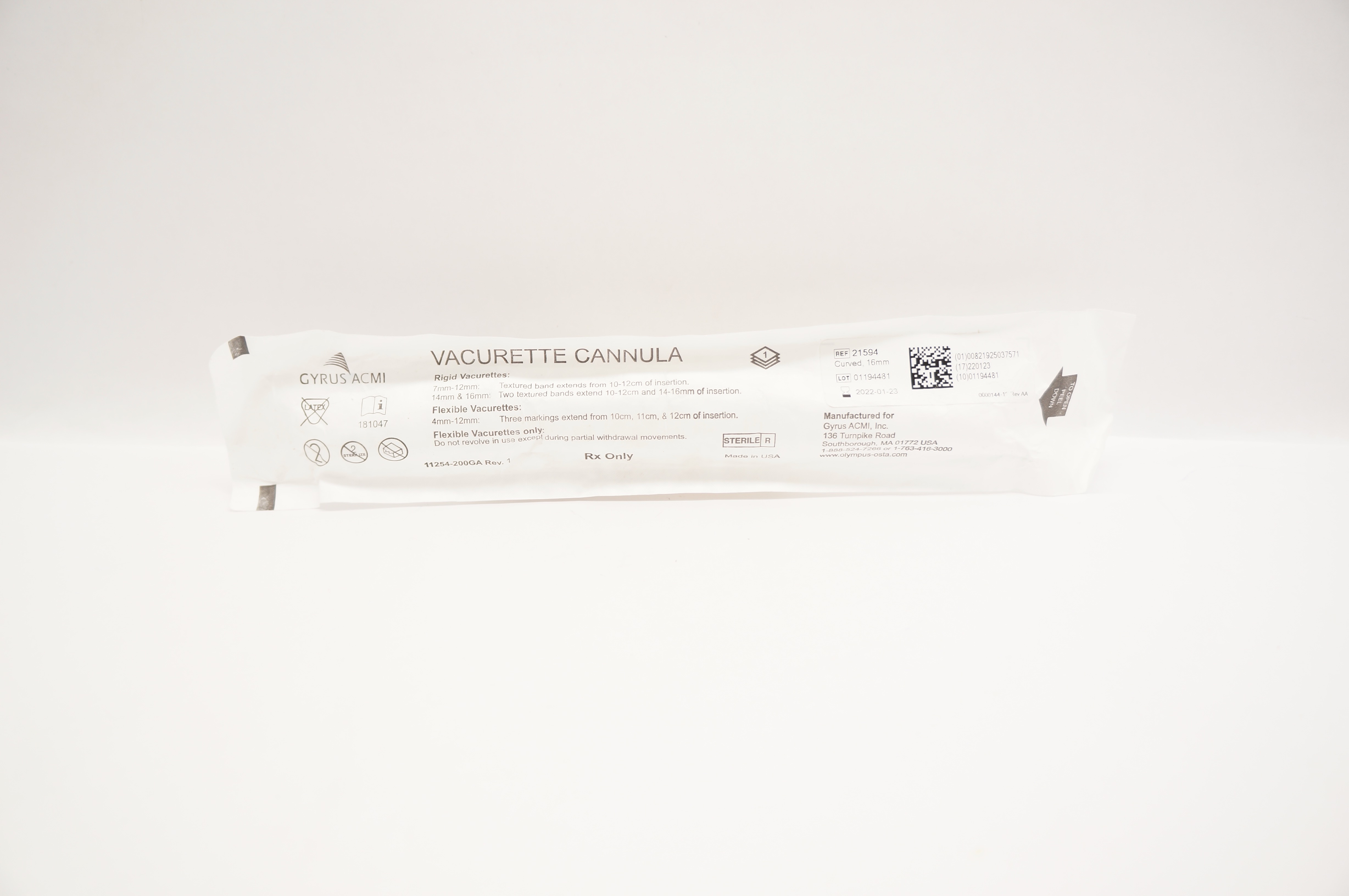 Gyrus ACMI 21594 Vacurette Cannula Curved 16mm (x)