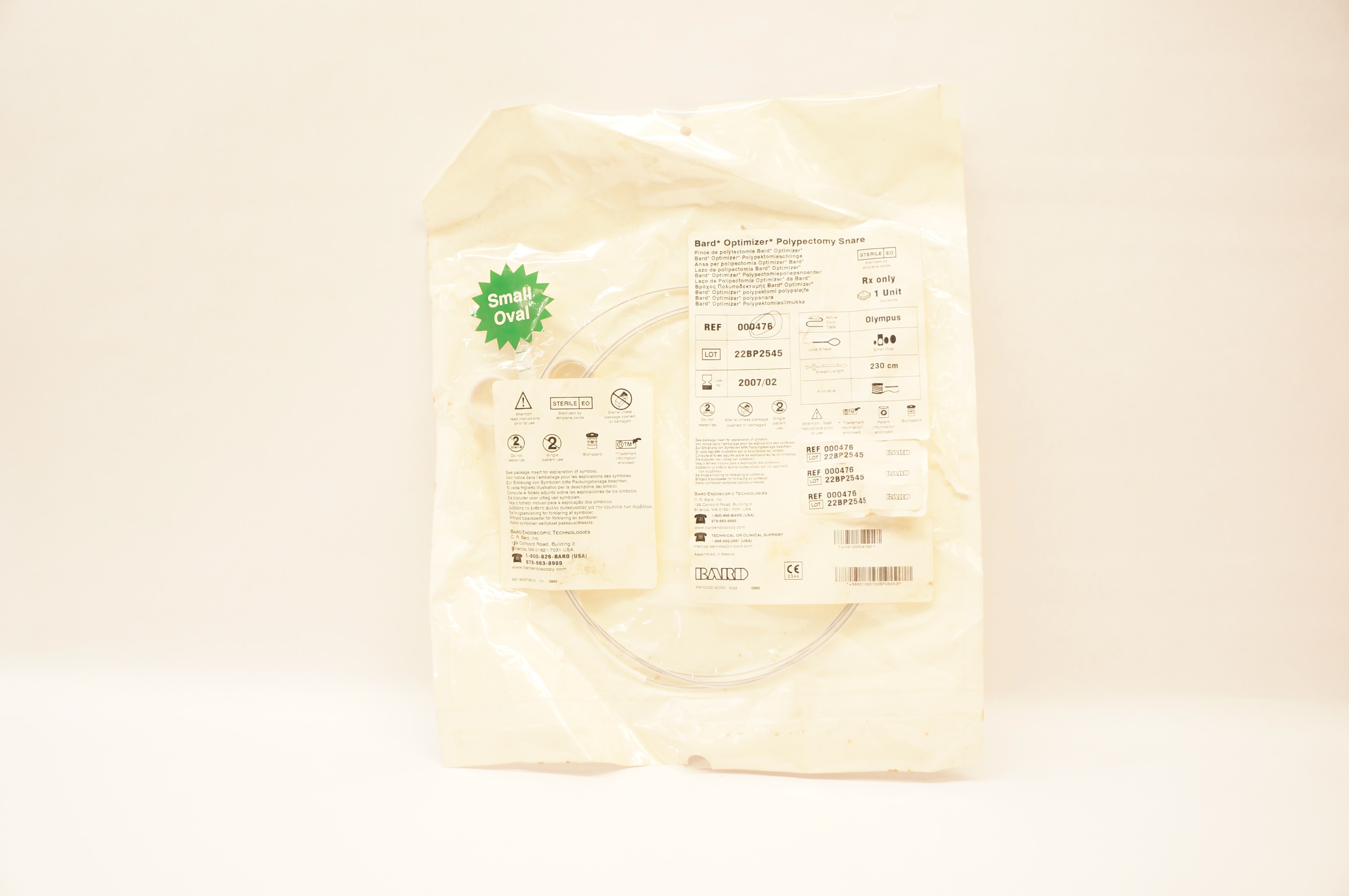 Bard 000476 Optimizer Polypectomy Snare, Small Oval, Sheath Length 230cm (x)