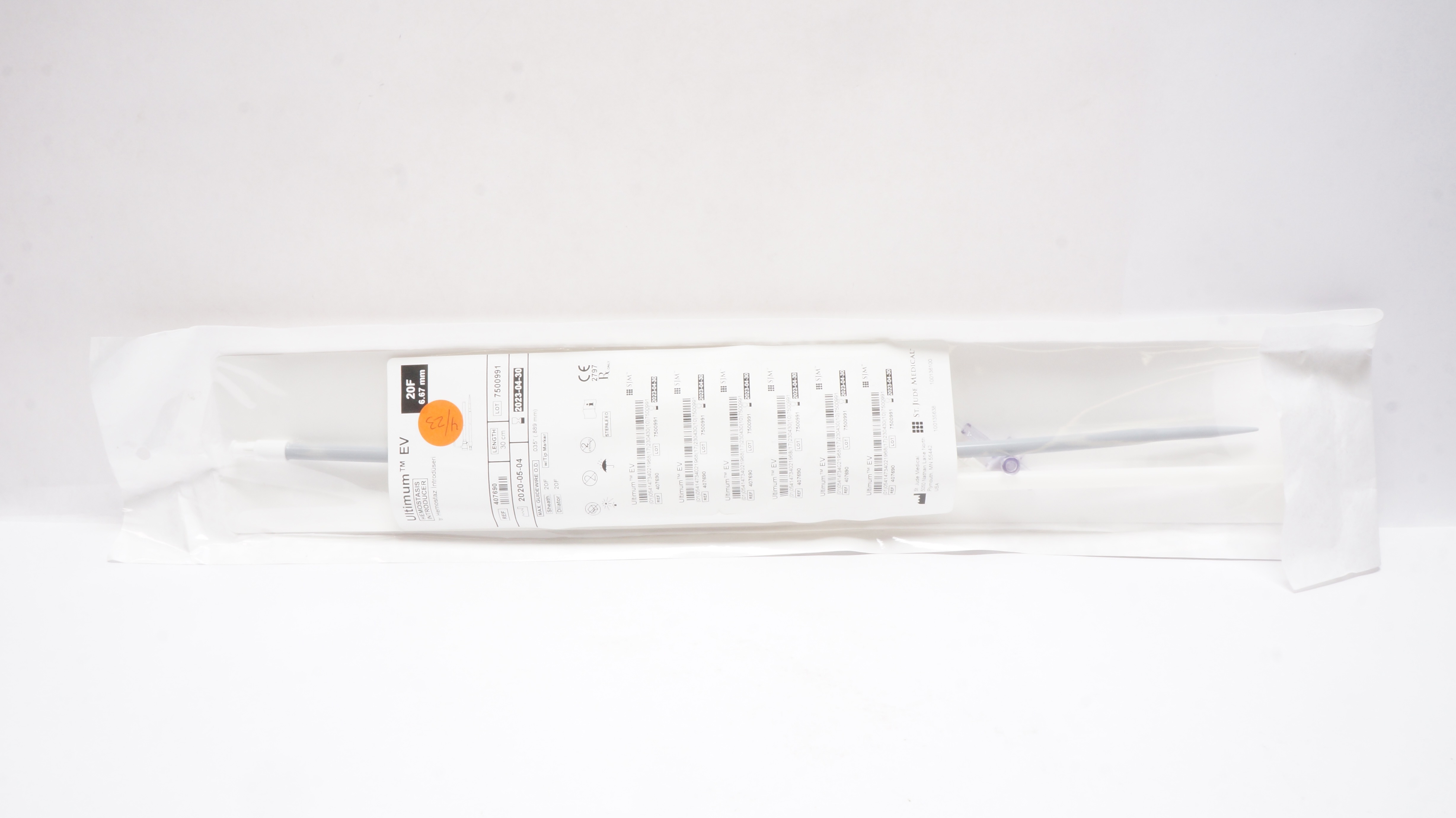 St. Jude Medical 407690 ULTIMUM EV Hemostasis Introducer 20F x 30cm (x)