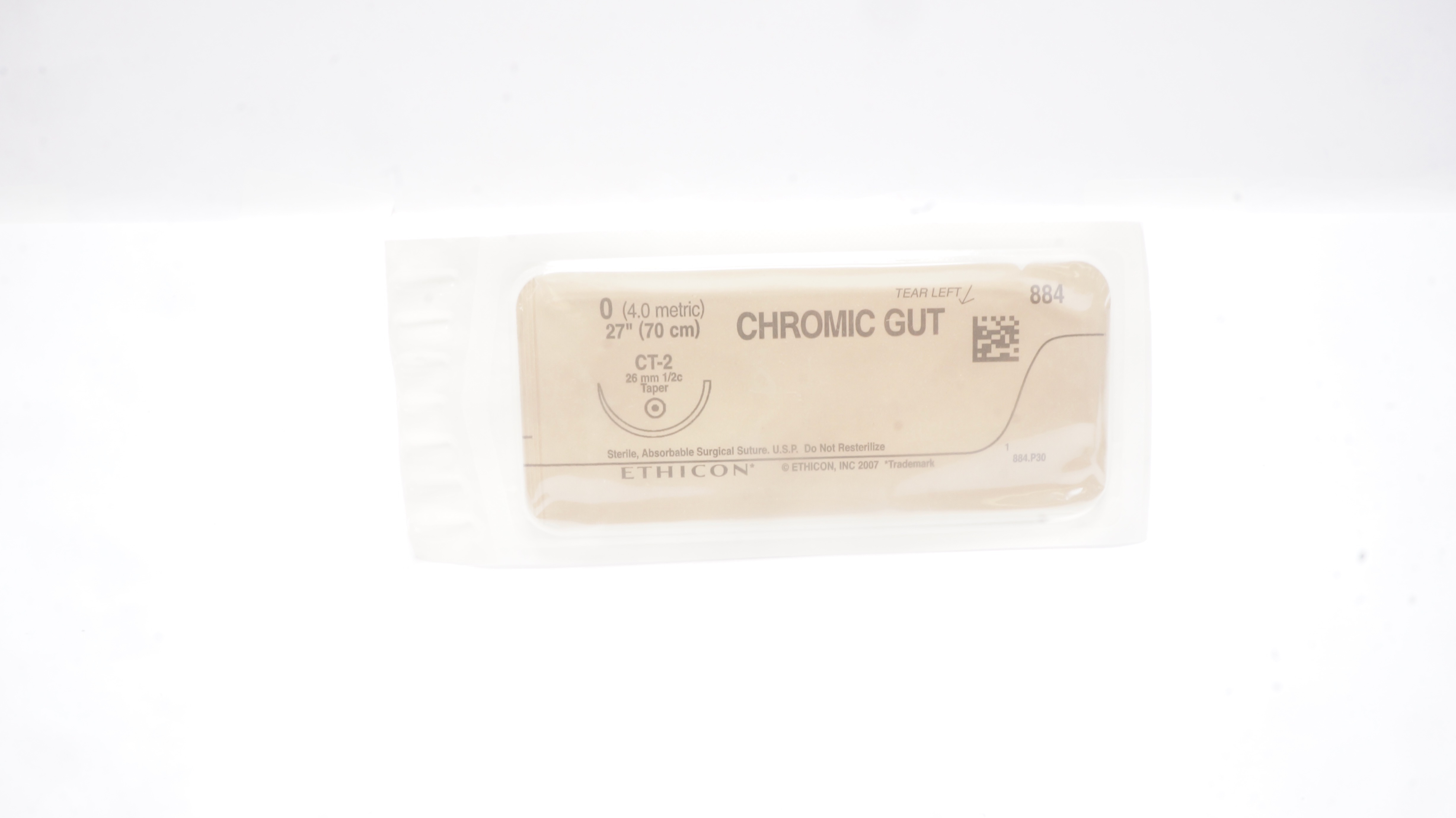 Ethicon 884 0 CHROMIC GUT CT-2 26mm 1/2c Taper 27inch (x)