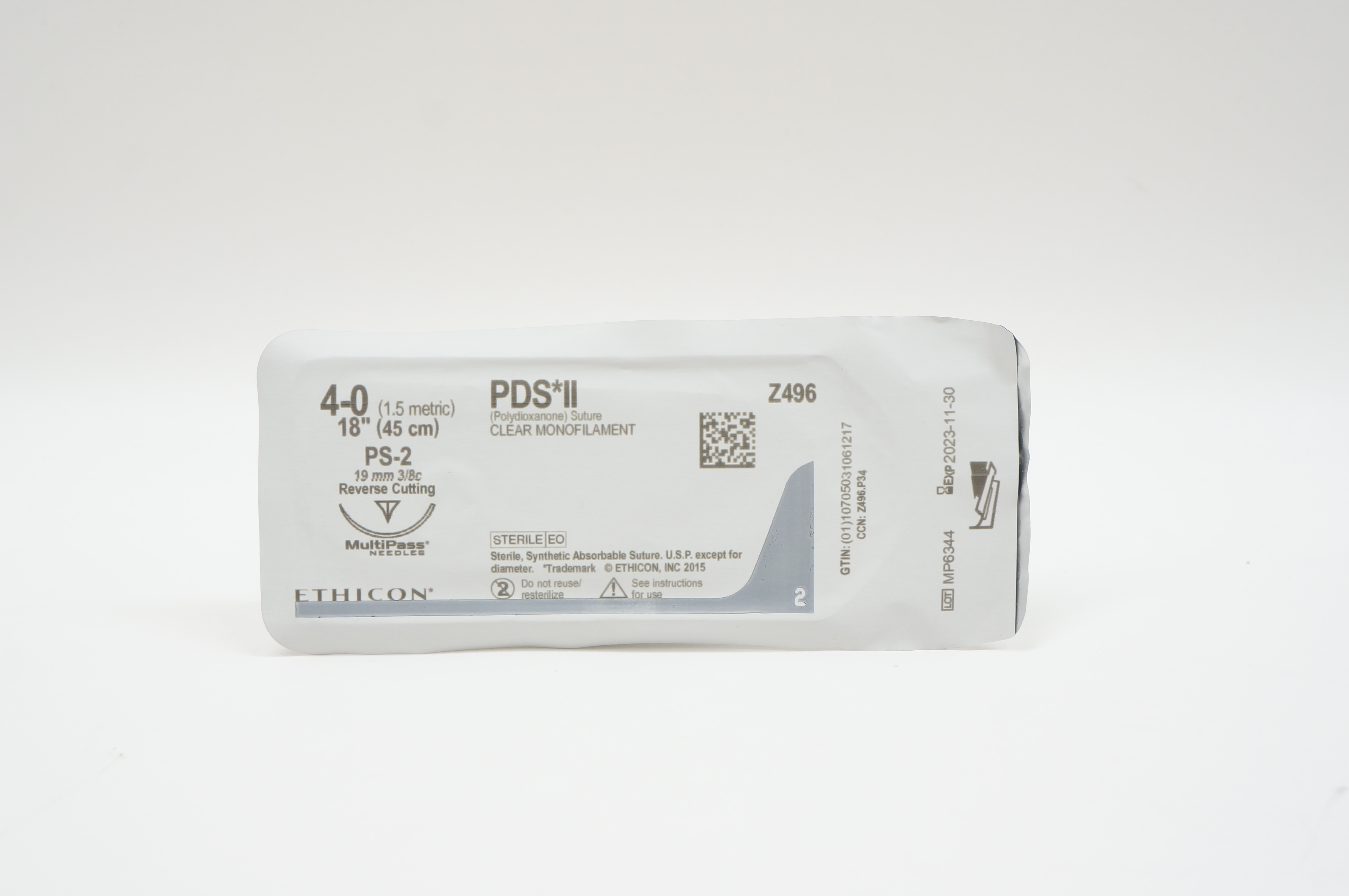 Ethicon Z496 4-0 PSD II, PS-2, 19mm 3/8c Reverse Cutting, 18inch