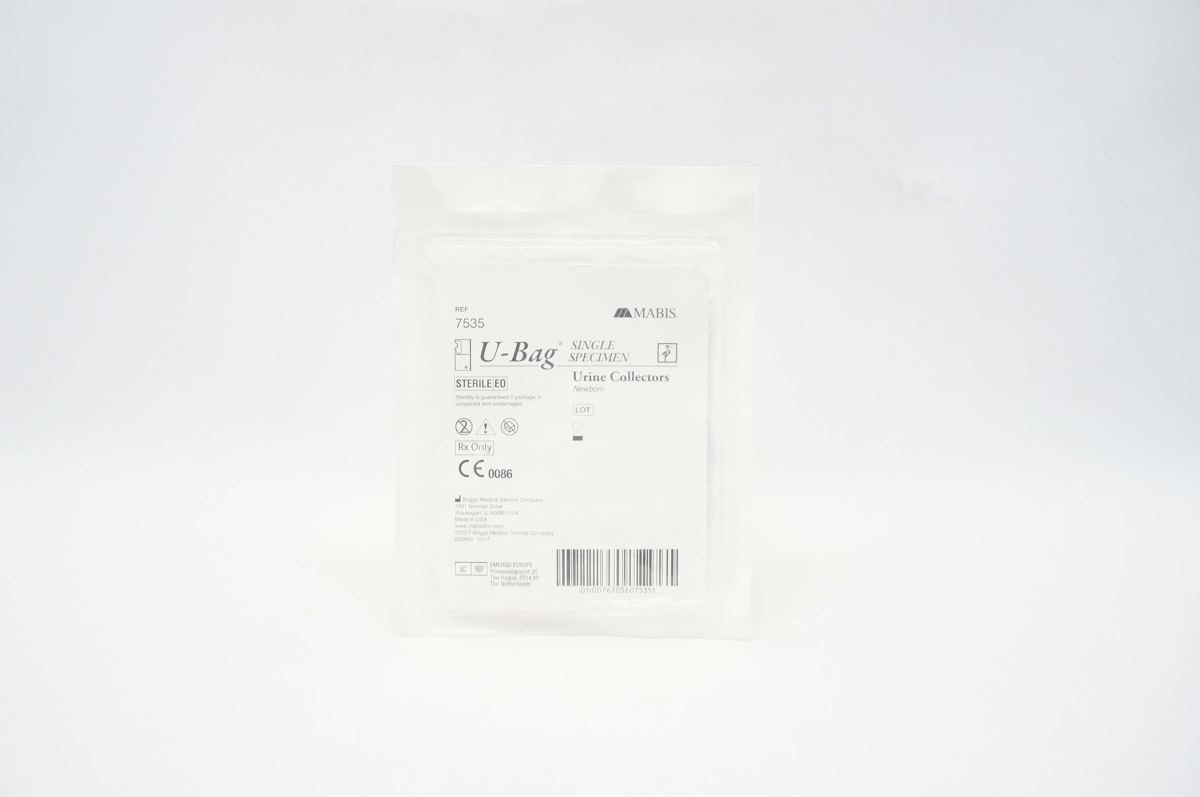 Briggs 7535 Mabis Healthcare U-Bag Single Specimen Urine Collectors Newborn (x)