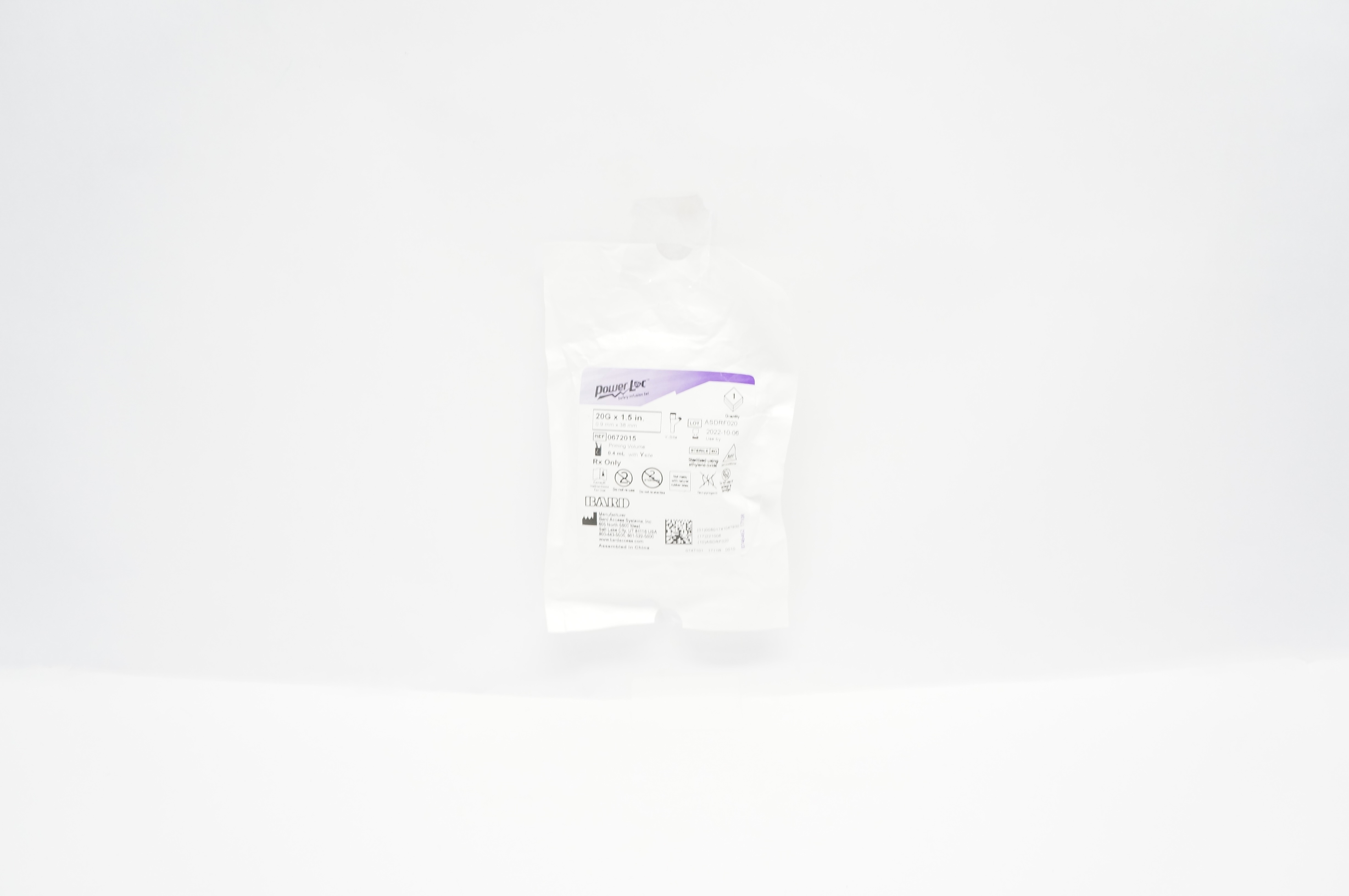 Bard 0672015 PowerLoc Safety Infusion Set 20G x 1.5inch Priming Volume 0.4mL (x)