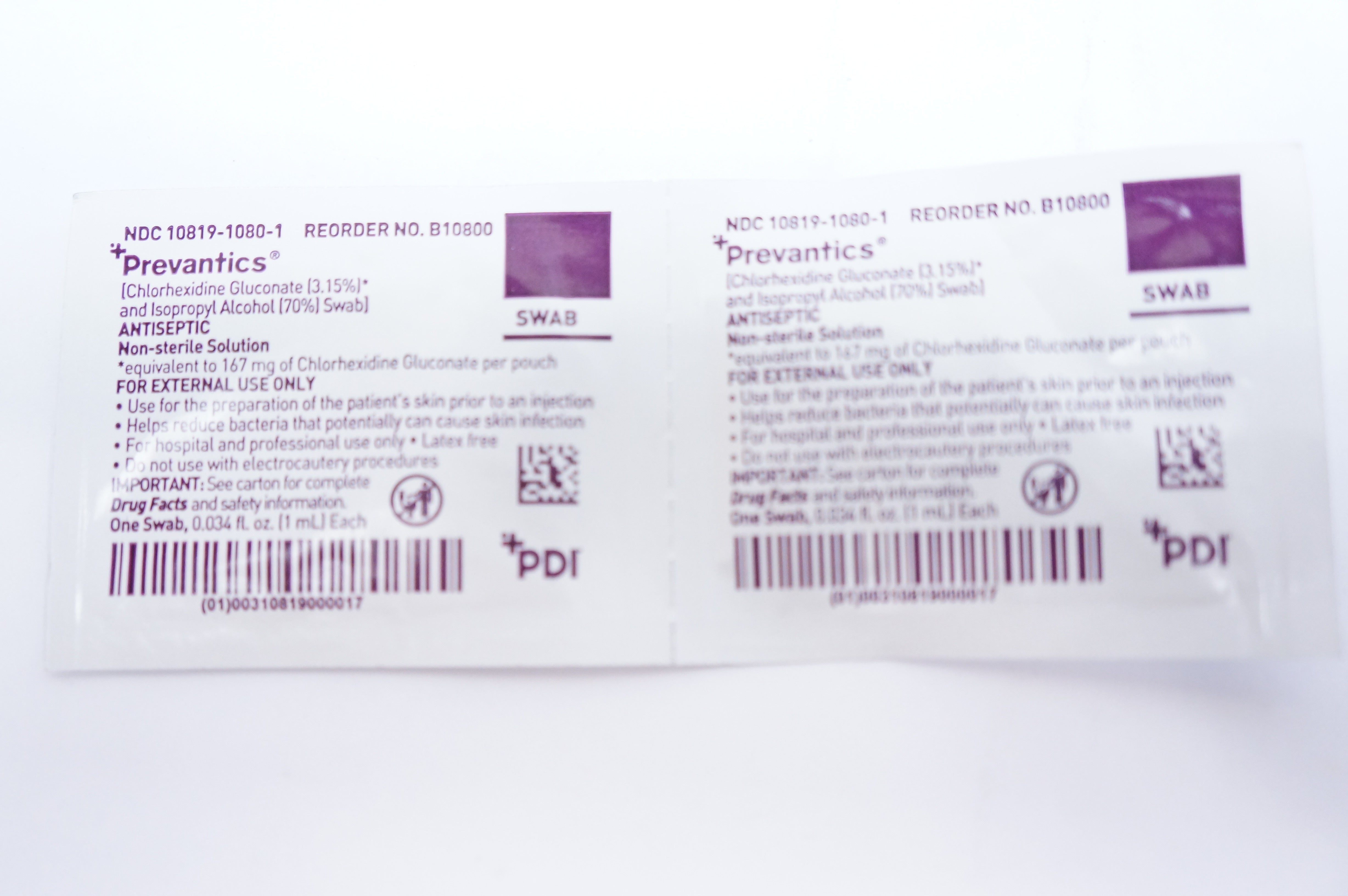 PDI B10800 Prevantics Antiseptic Non-Sterile Solution, Swab (x)