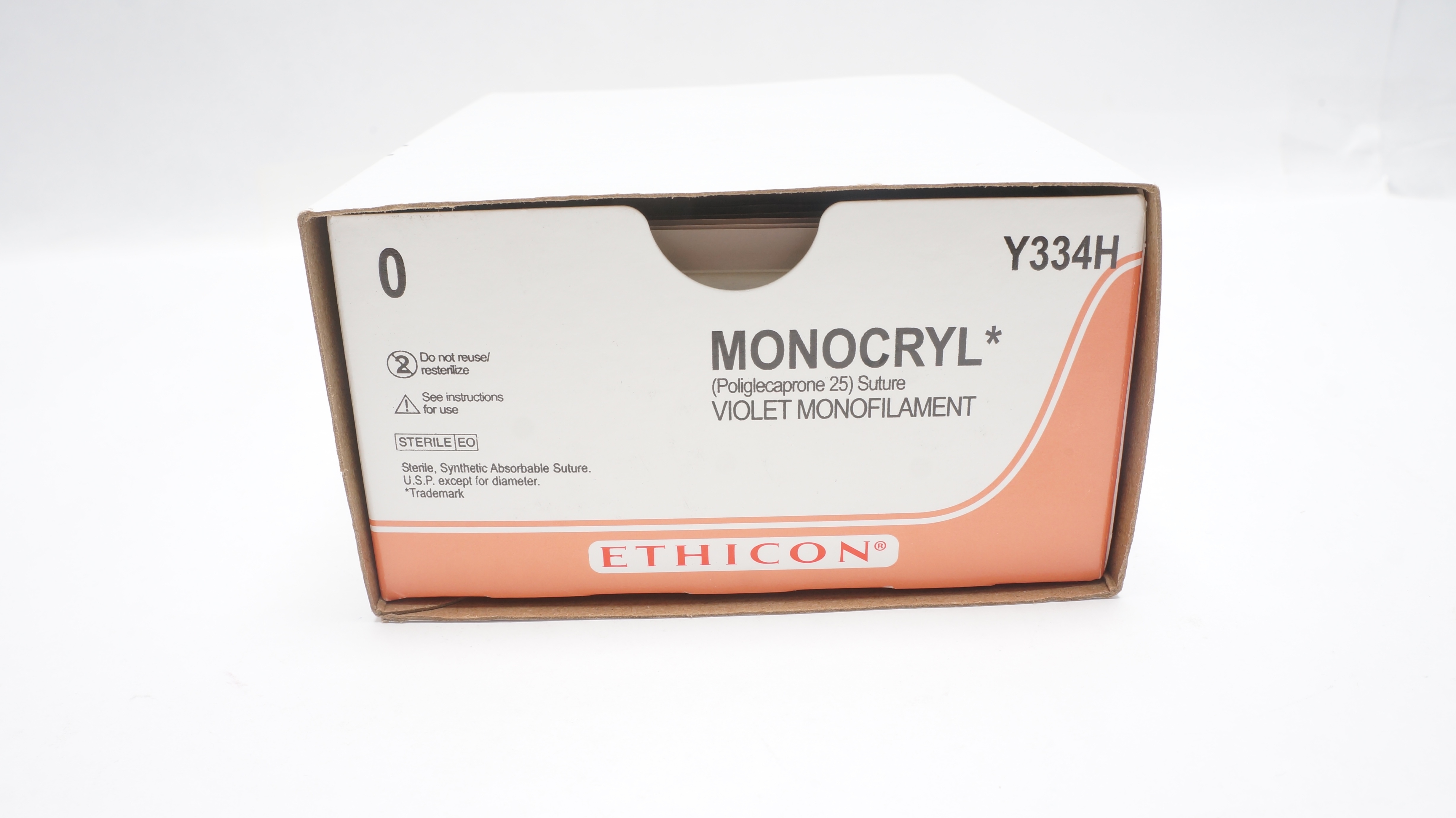 Ethicon Y334H 0 MONOCRYL, CT-2, 26mm 1/2c Taper, 27inch - Box of 36