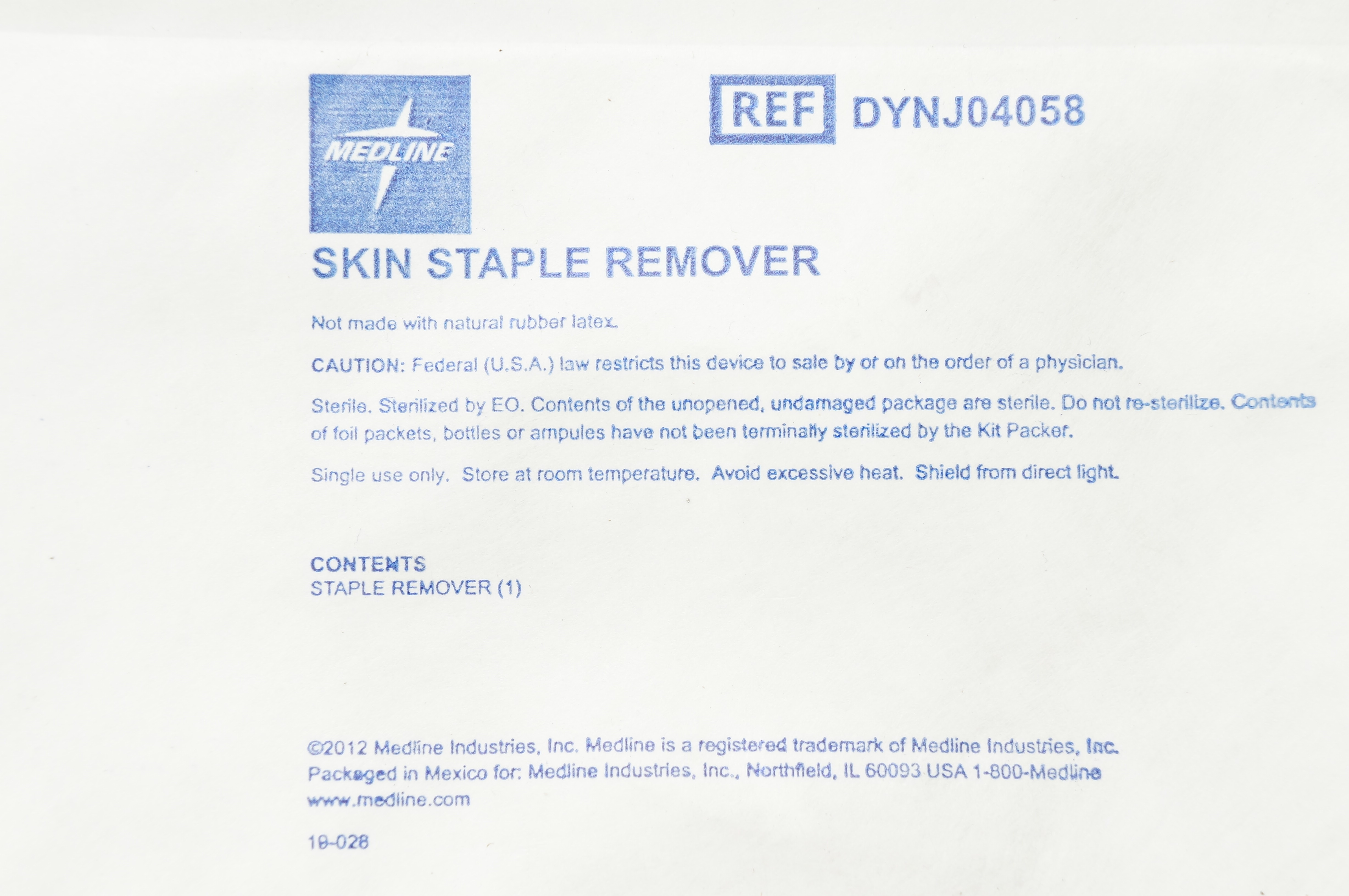 Medline DYNJ04058 Skin Staple Remover, Sterile
