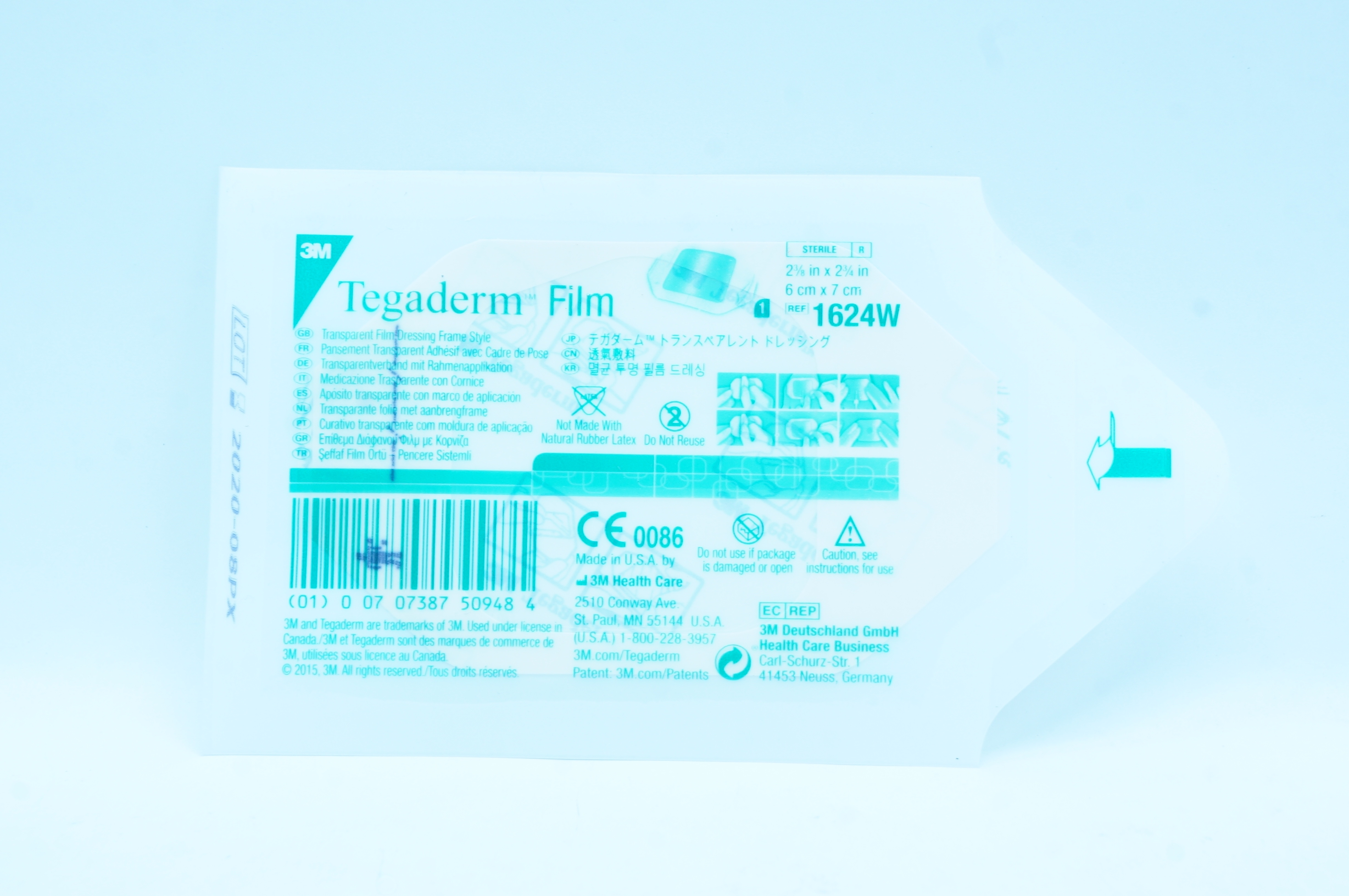 3M 1624W Tegaderm Transparent Film Dressing Frame Style 2-3/8in x 2-3/4in