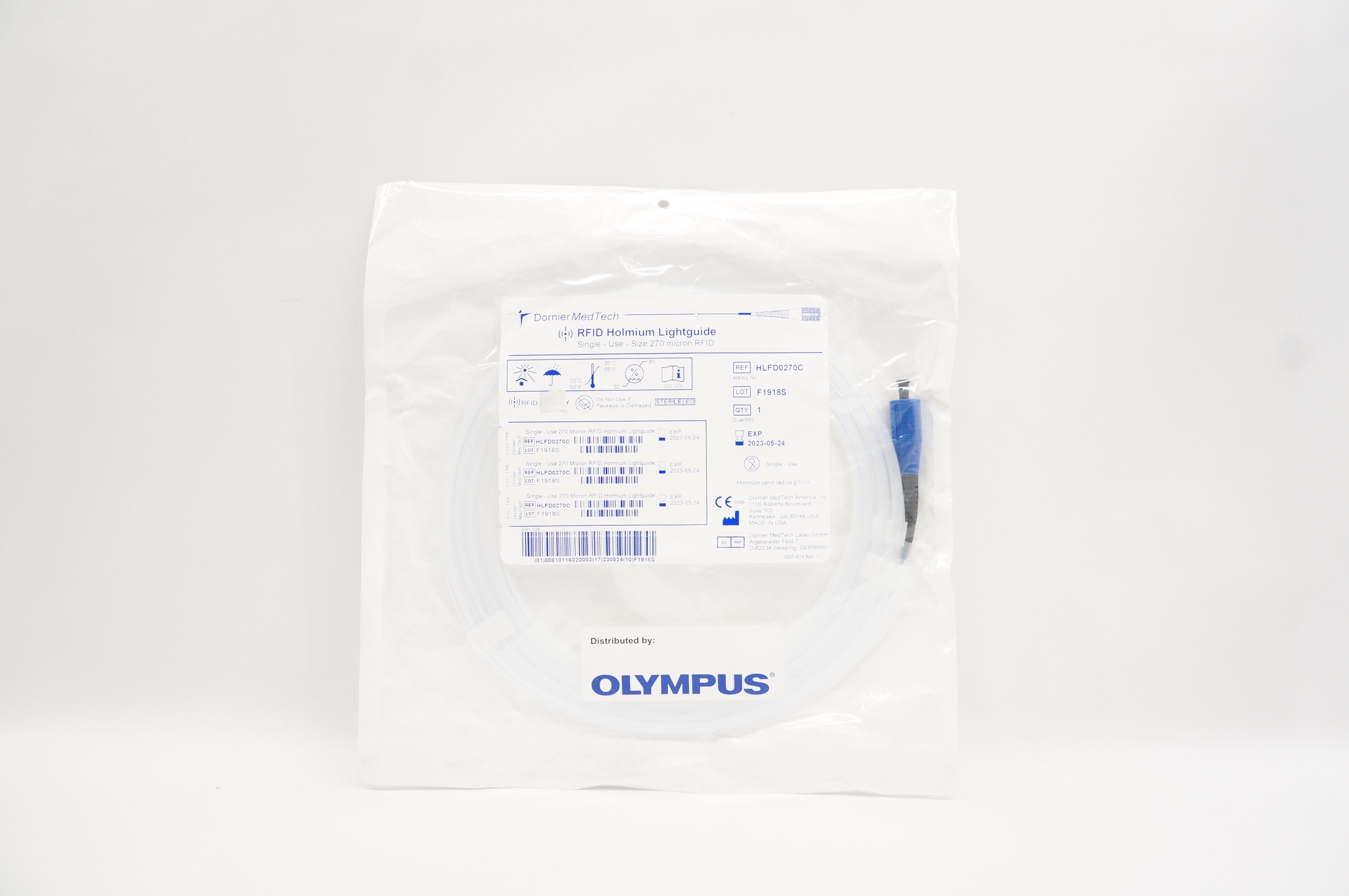 Dornier MedTech HLFD0270C RFID Holmium Lightguide Single-Use Size 270 Micron
