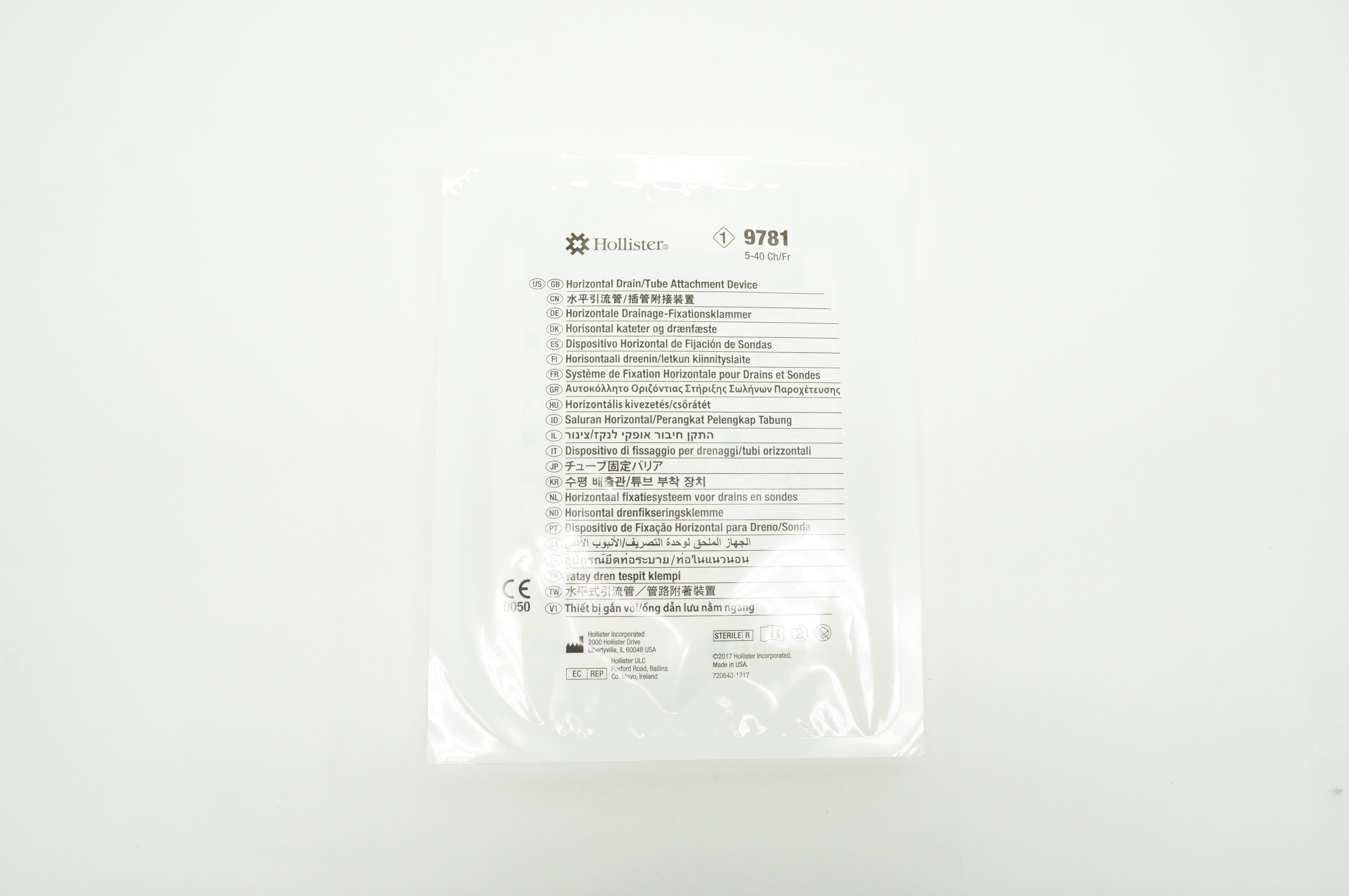 Hollister 9781 Horizontal Drain/Tube Attachment Device 5-40 Ch/Fr