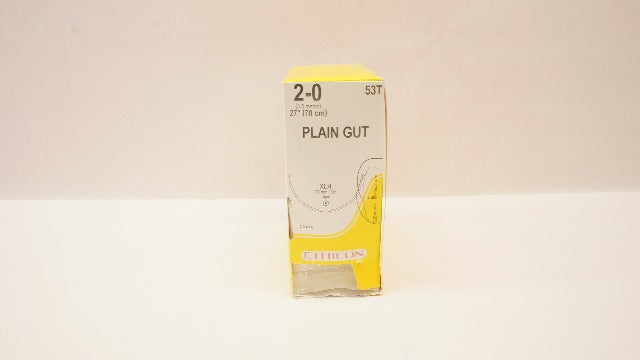 Ethicon 53T 2-0 Plain Gut, XLH, 70mm 1/2c Taper, 27inch - Box of 21