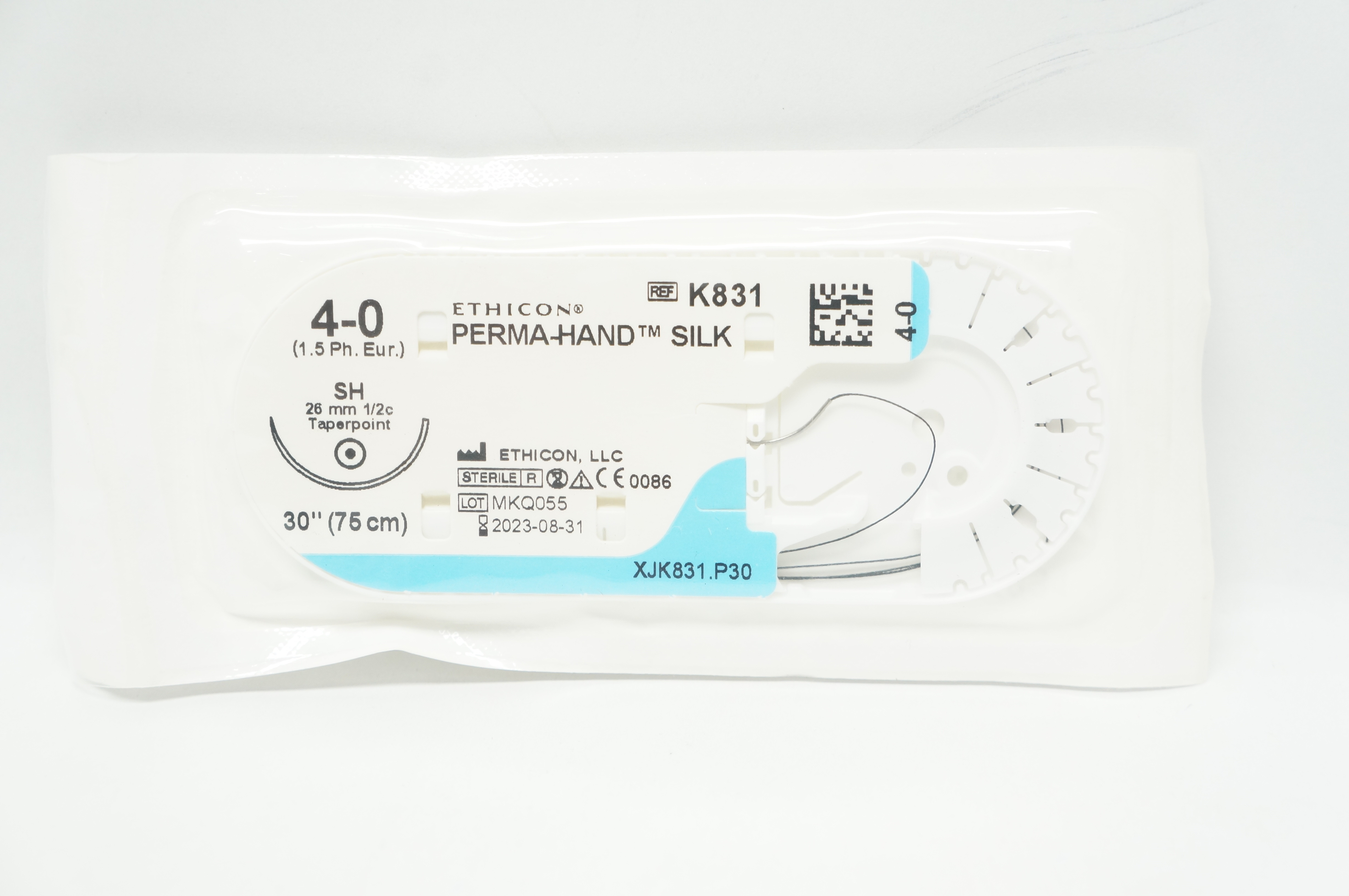 Ethicon K831 4-0 Perma-Hand Silk Stre SH 26mm 1/2c Taperpoint, 30 inch