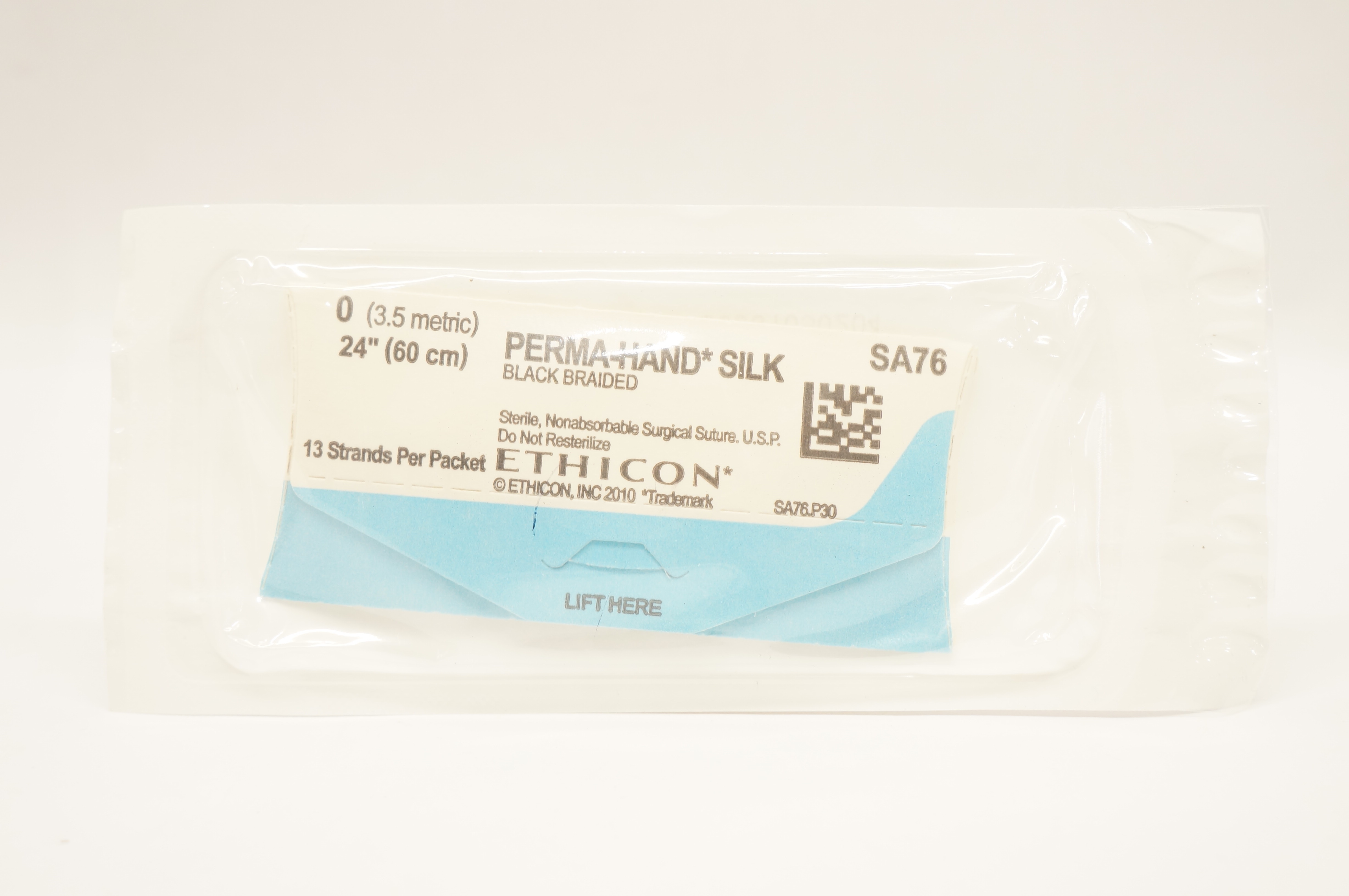 Ethicon SA76 0 Perma-Hand Silk Black Braided Surgical Stre 24 inch