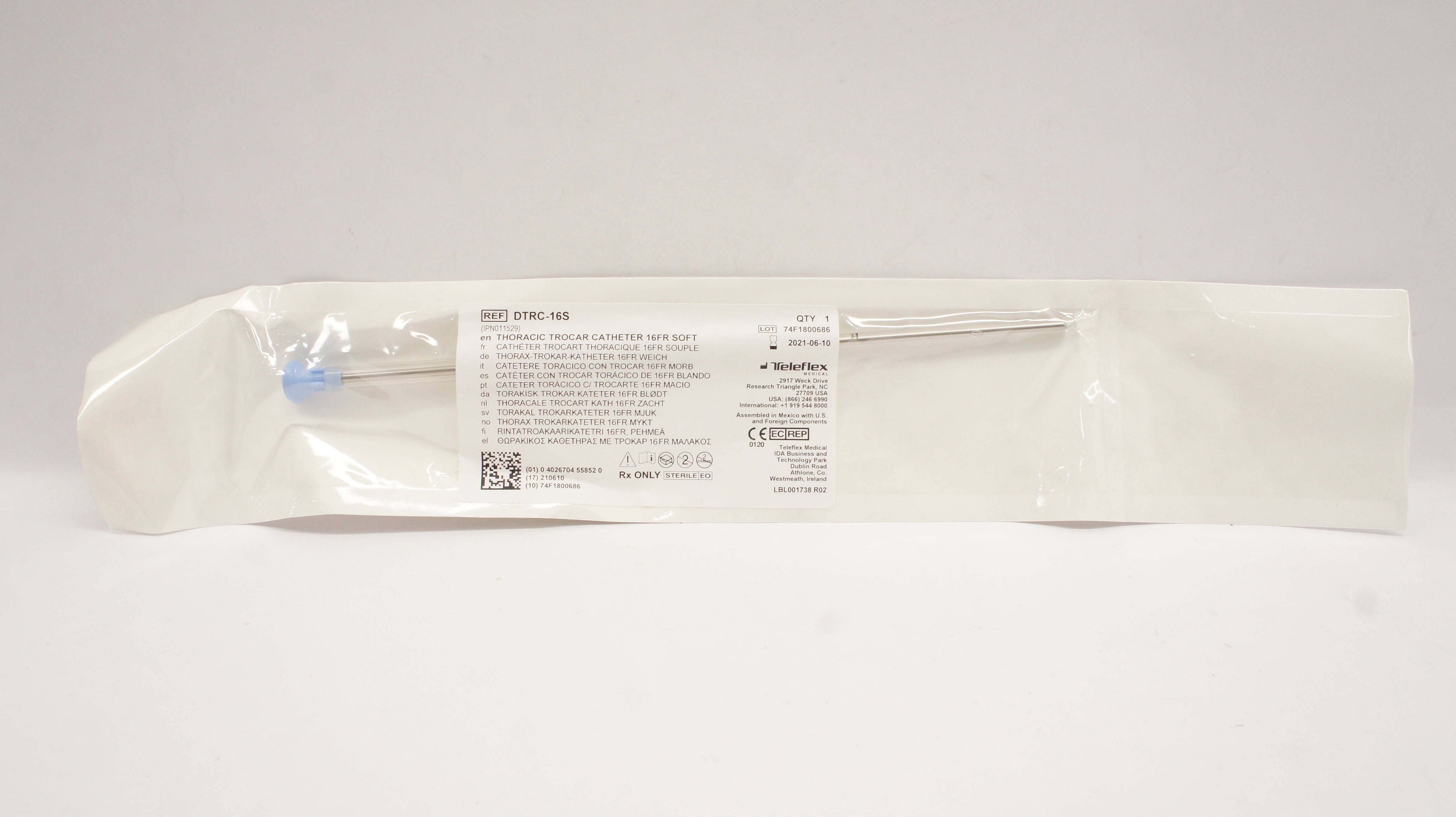 Teleflex DTRC-16S Thoracic Trocar Cath. 16Fr Soft (x)
