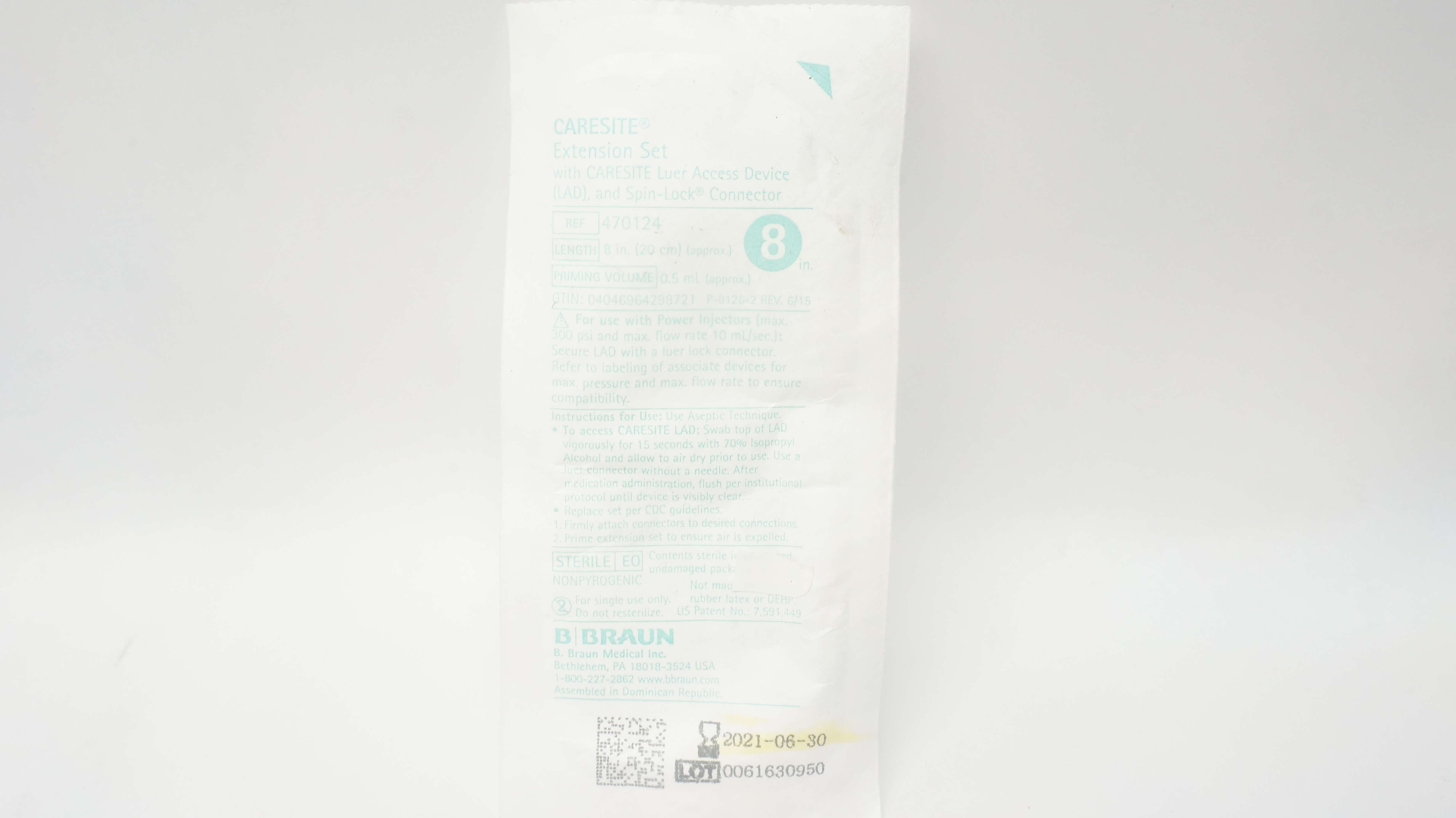 Braun 470124 Caresite Extension Set w/Access Device & Connector 8inch x 0.5ml(x)