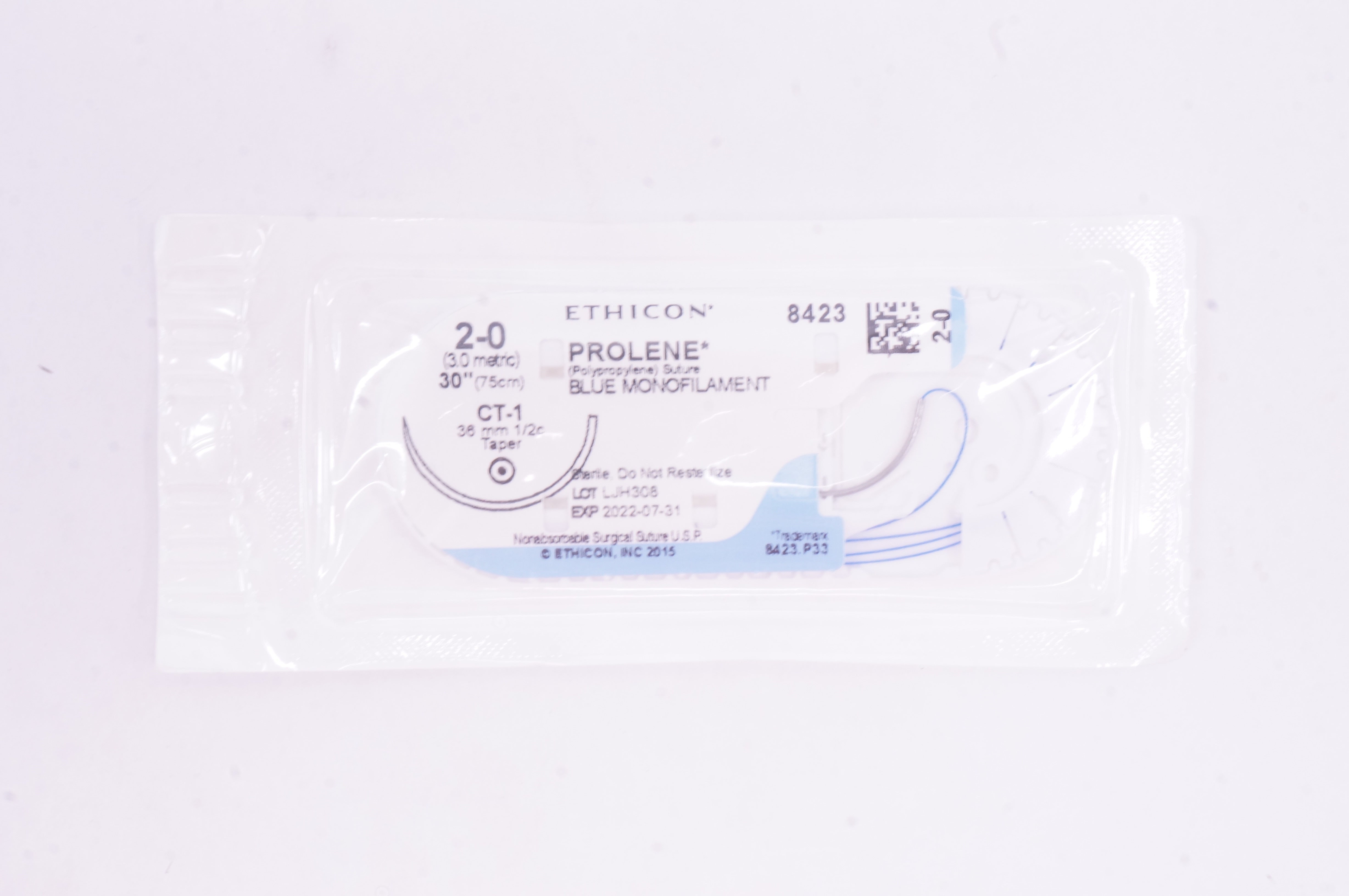 Ethicon 8423 2-0 PROLENE Stre CT-1 36mm 1/2c Taper 30inch (x)