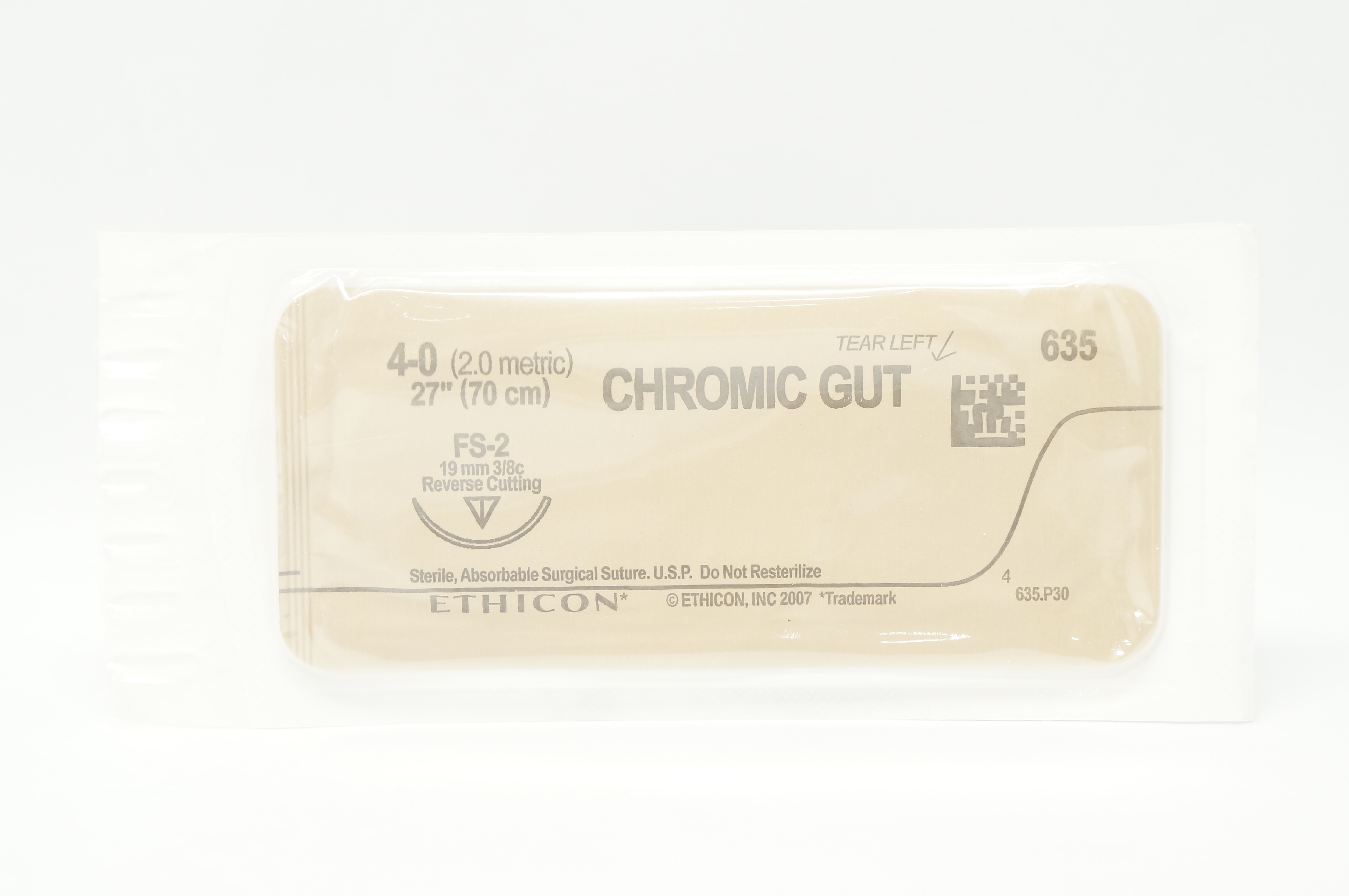 Ethicon 635 4-0 CHROMIC GUT FS-2 19mm 3/8c Reverse Cutting, 27inch