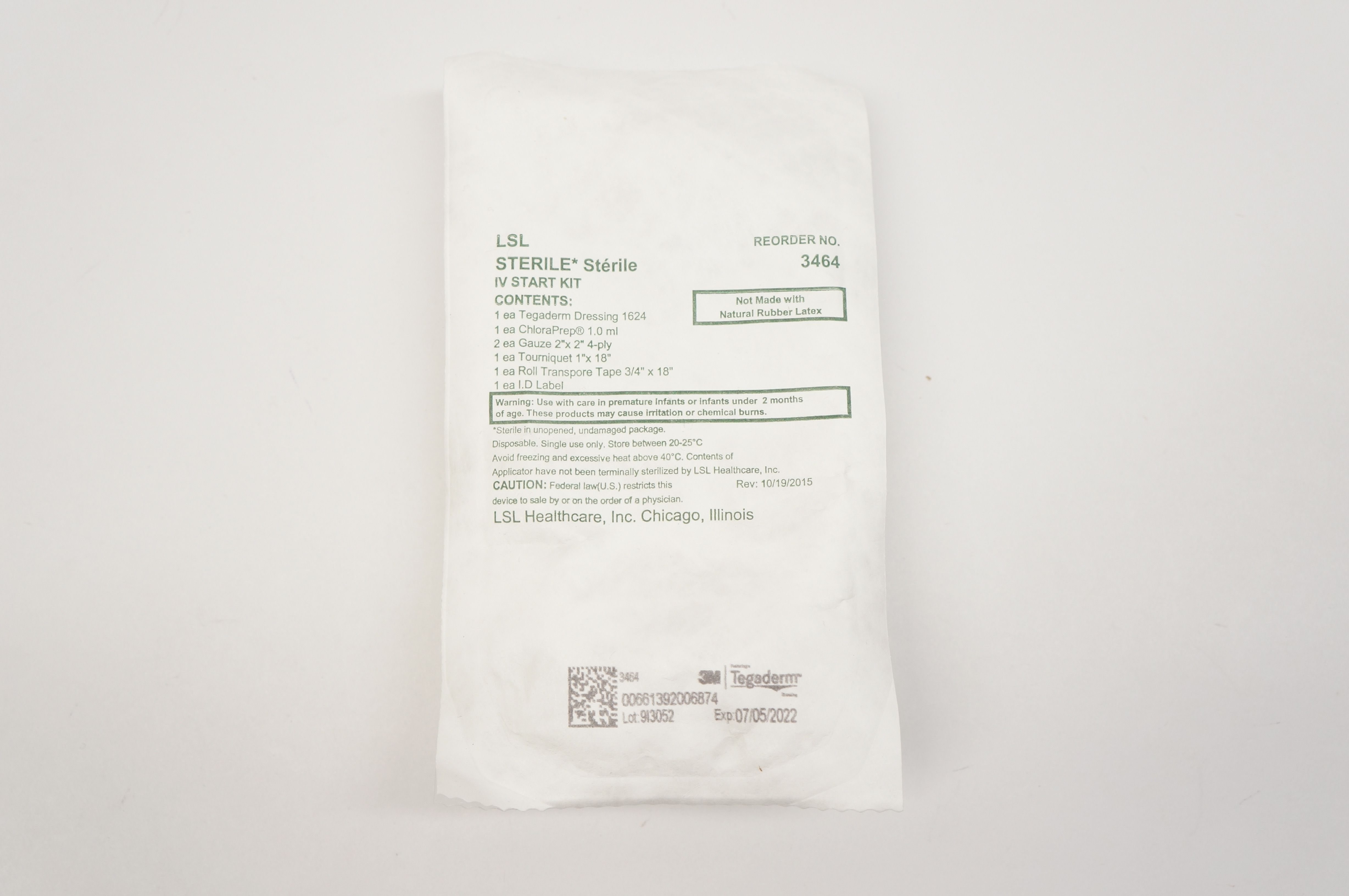 3M 3464 Tegaderm LSL Sterile IV Start Kit
