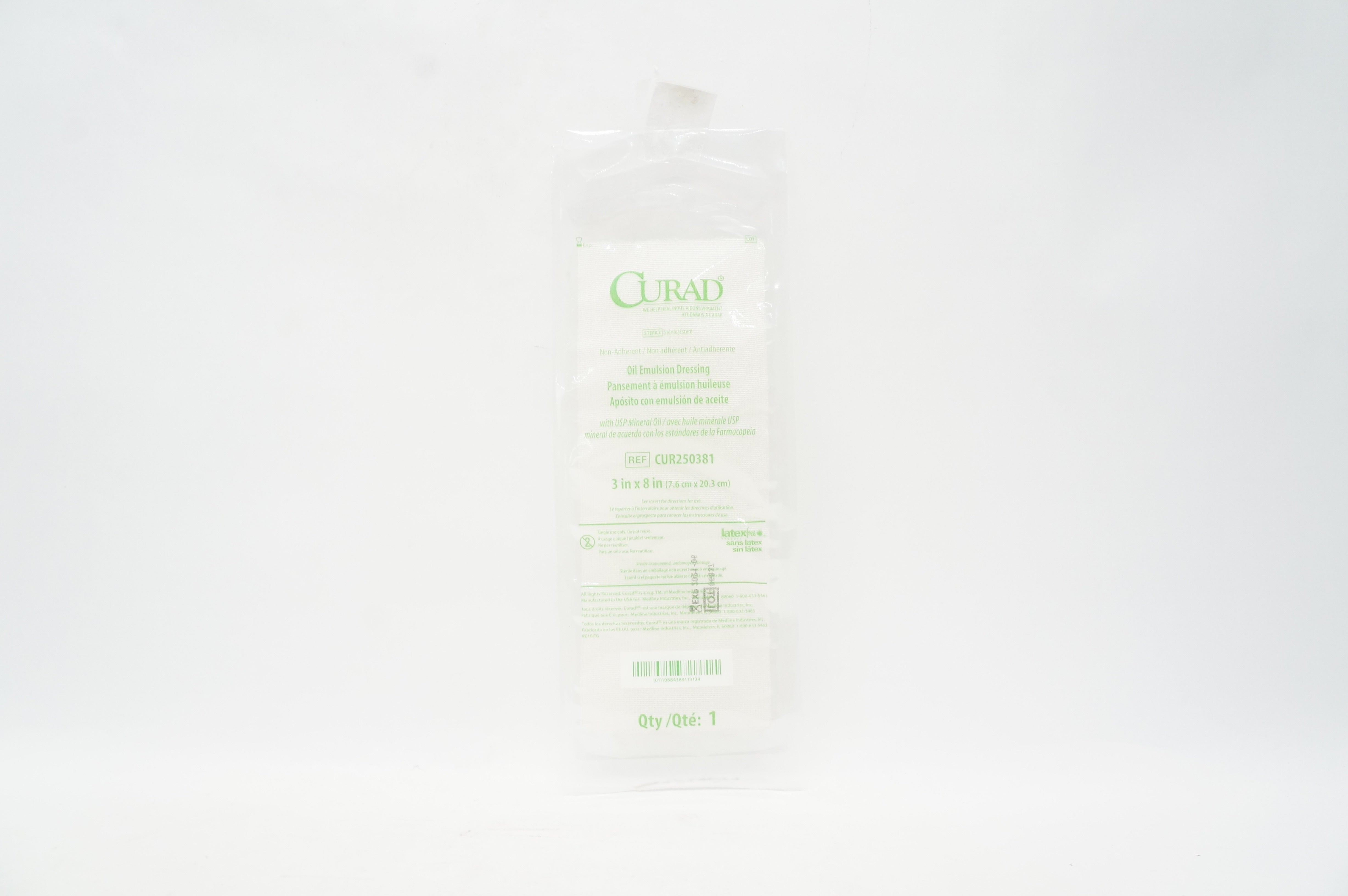Medline CUR250381 Curad Oil Emulsion Dressing 3 inch x 8 inch (x)