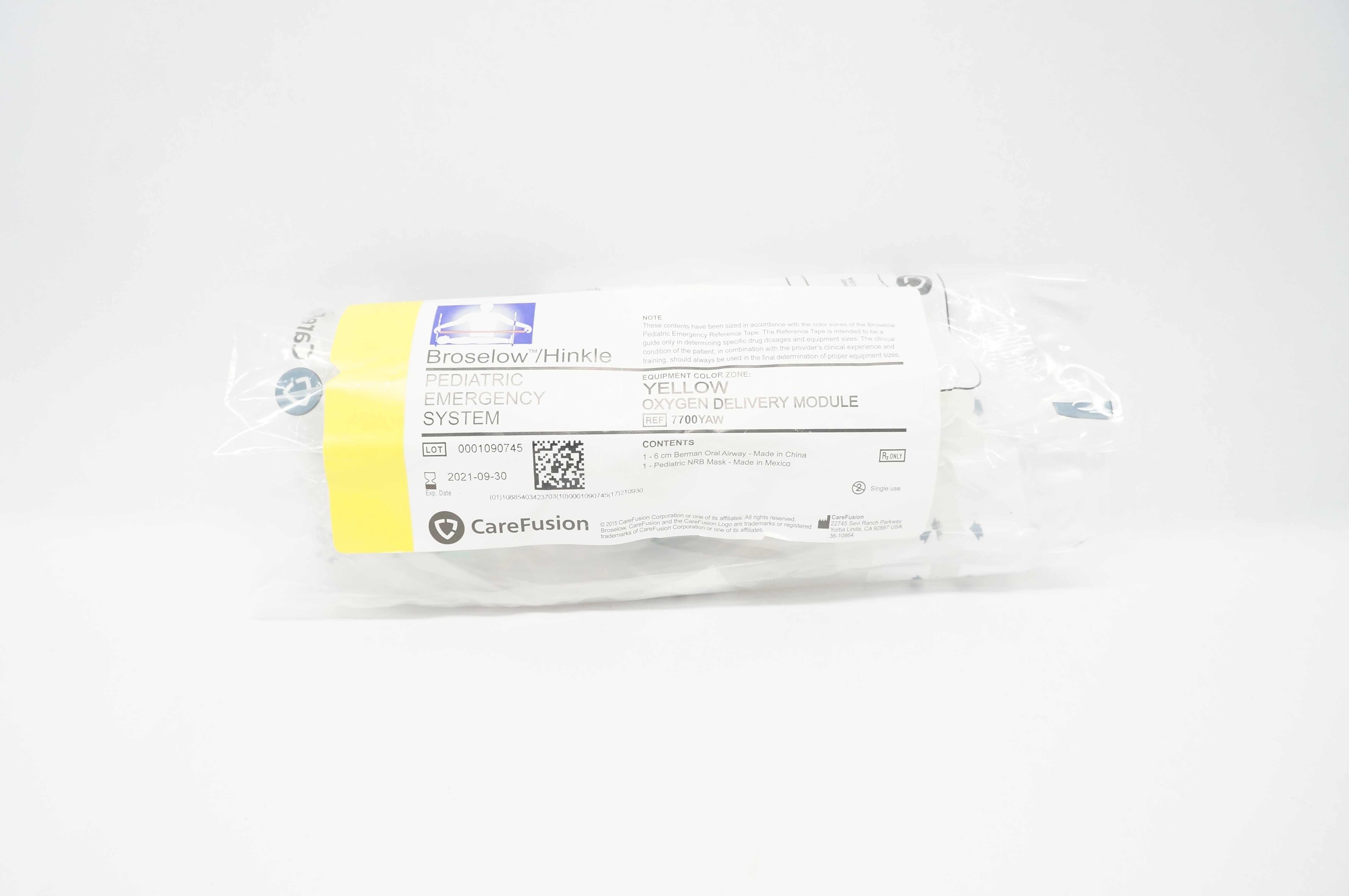 CareFusion 7700YAW Pediatric Emergency System Yellow Oxygen Delivery Module (x)