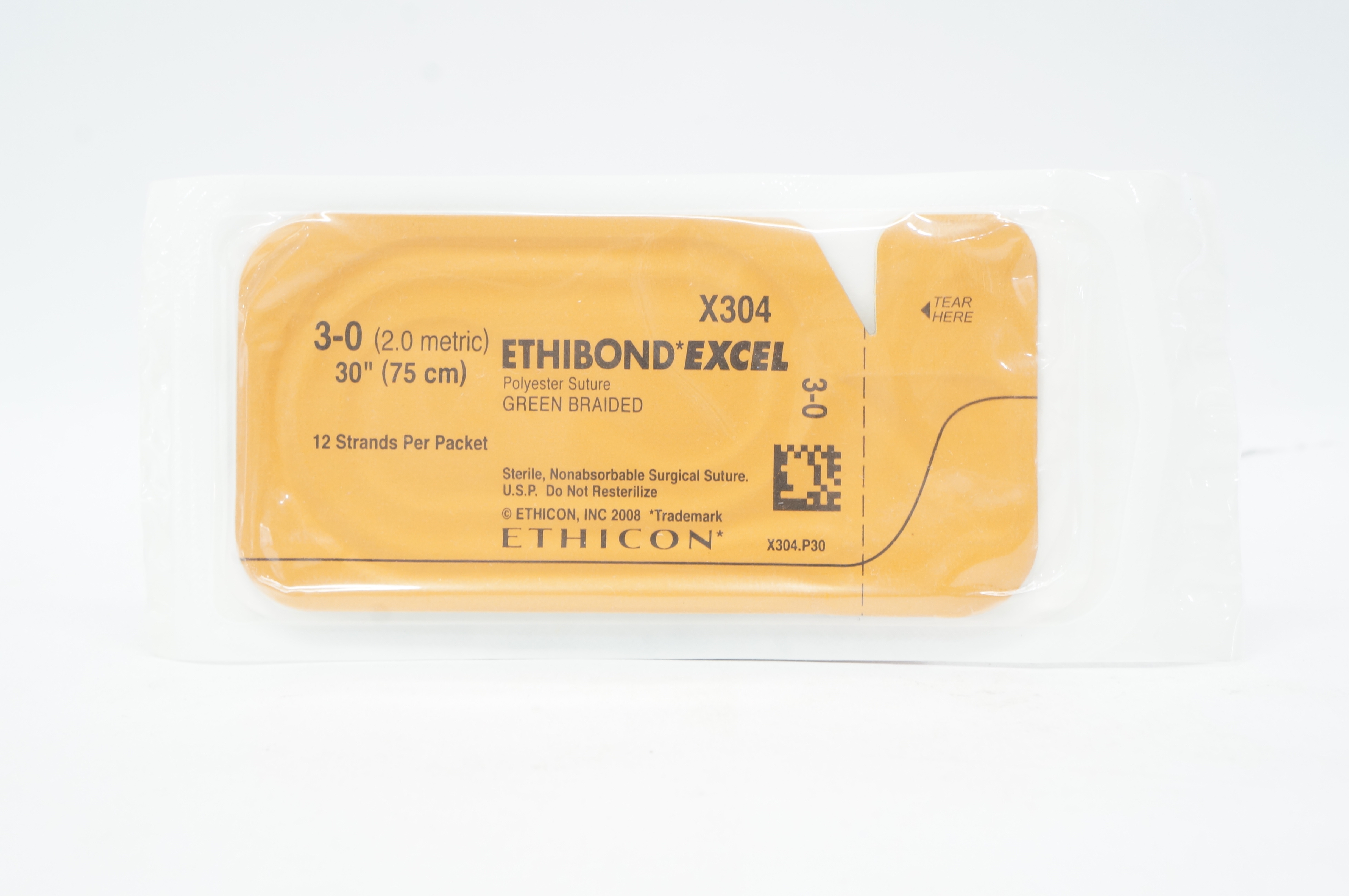 Ethicon X304 3-0 Ethibond Excel Polyester Stre Green Braided 30 inch