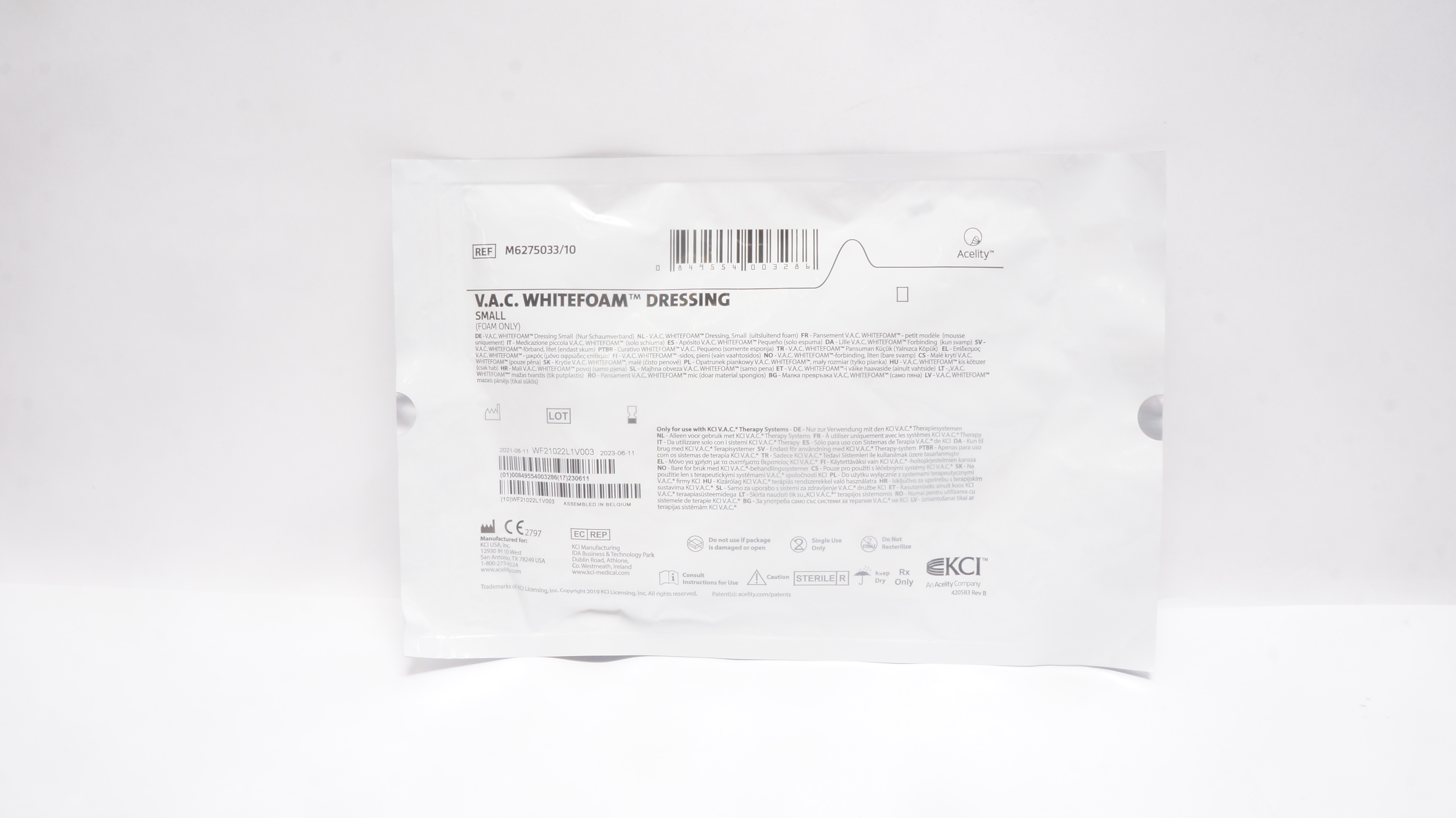 KCI M6275033/10 Acelity V.A.C. Whitefoam Dressing, Small (x)