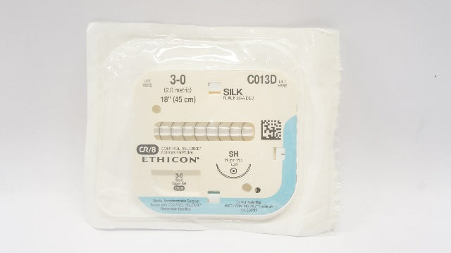 Ethicon C013D 3-0 Silk Surgical Stre Black Braided SH 26mm 1/2c Taper, 18inch(x)