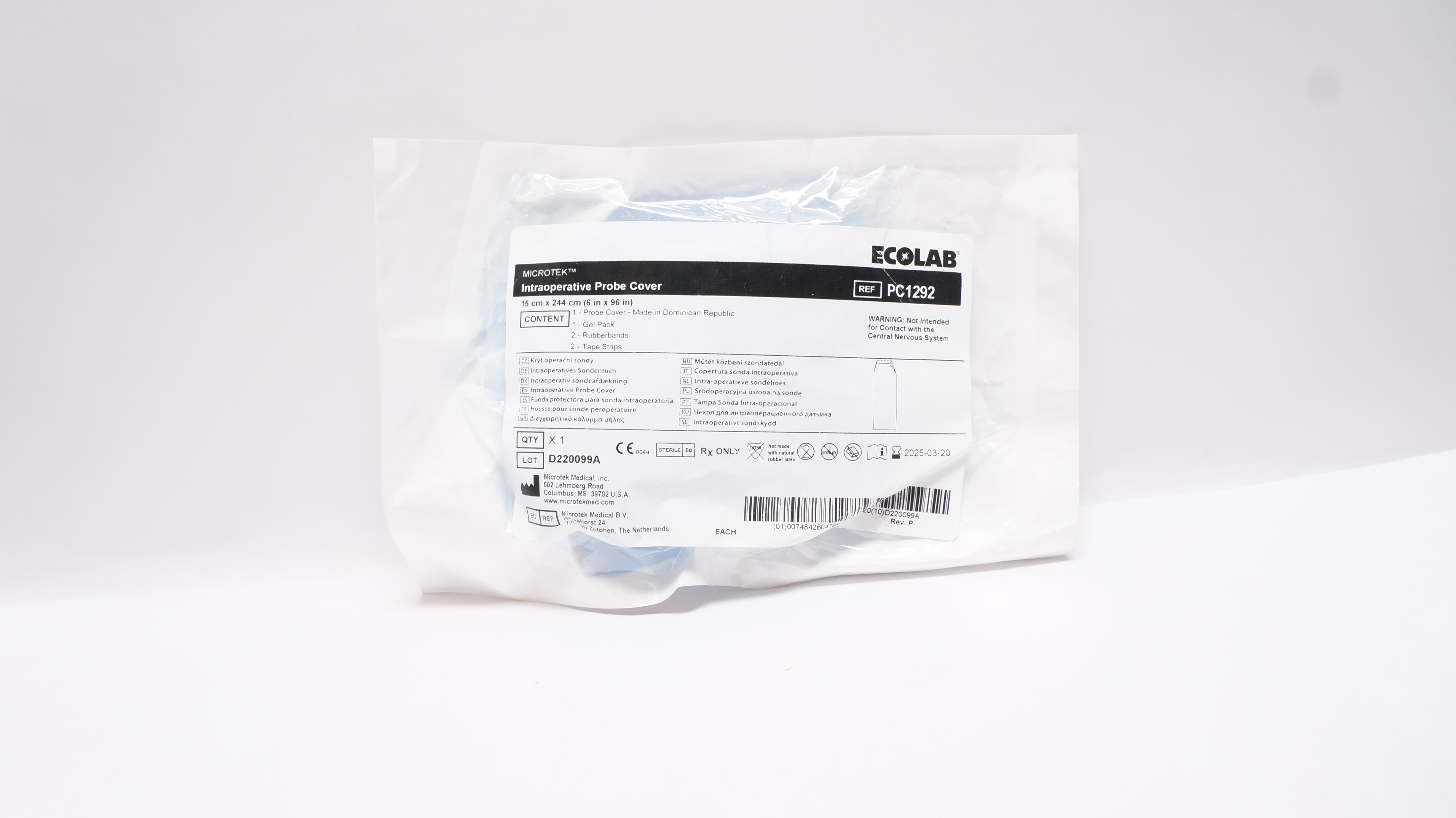 Microtek PC1292 Ecolab Intraoperative Probe Cover 6inch x 96inch