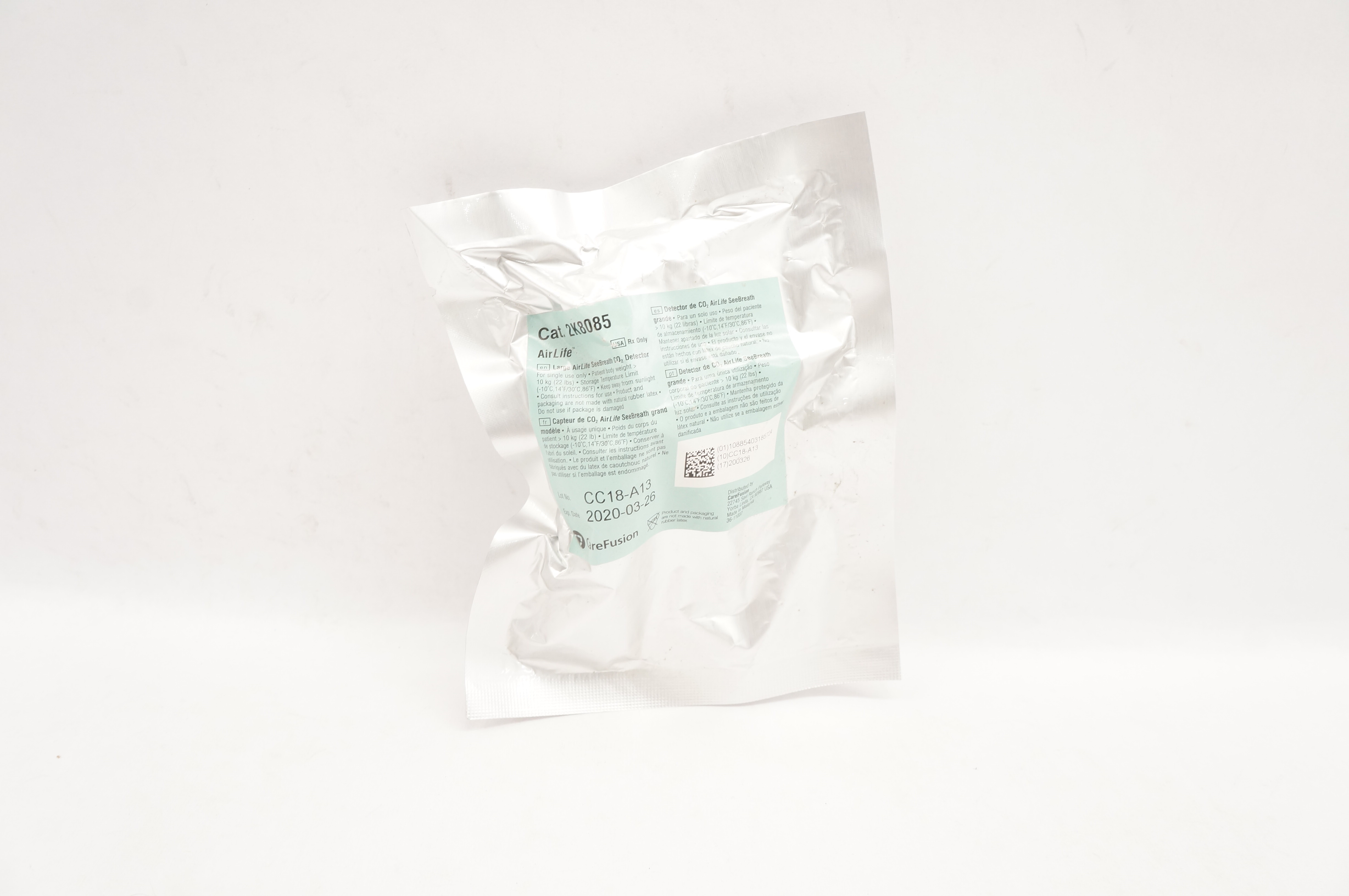 CareFusion 2K8085 Large AirLife SeeBreath CO2 Detector >22lbs. (x)