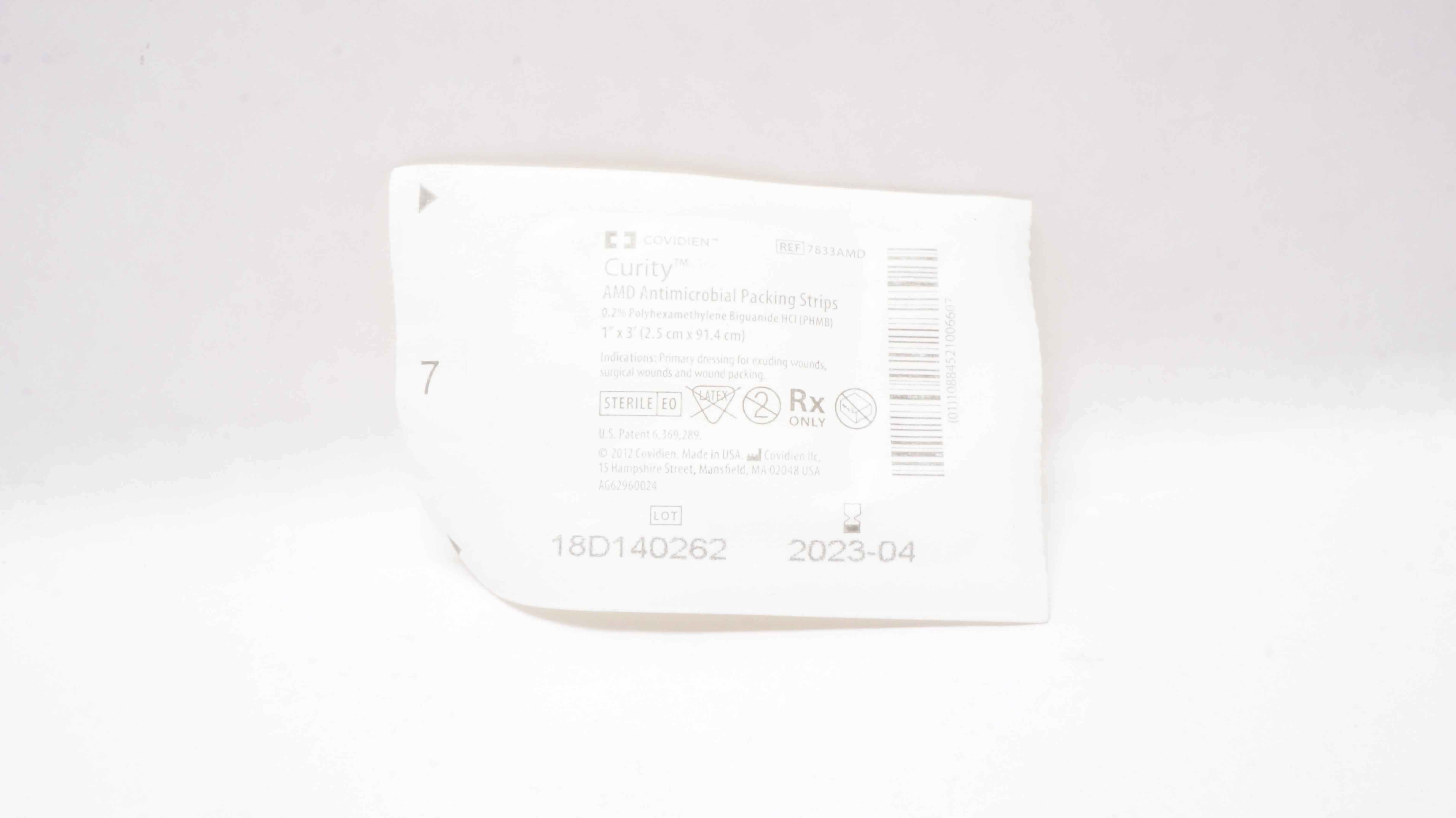 Covidien 7833AMD Curity AMD Antimicrobial Packing Strips 1inch x 3Fr