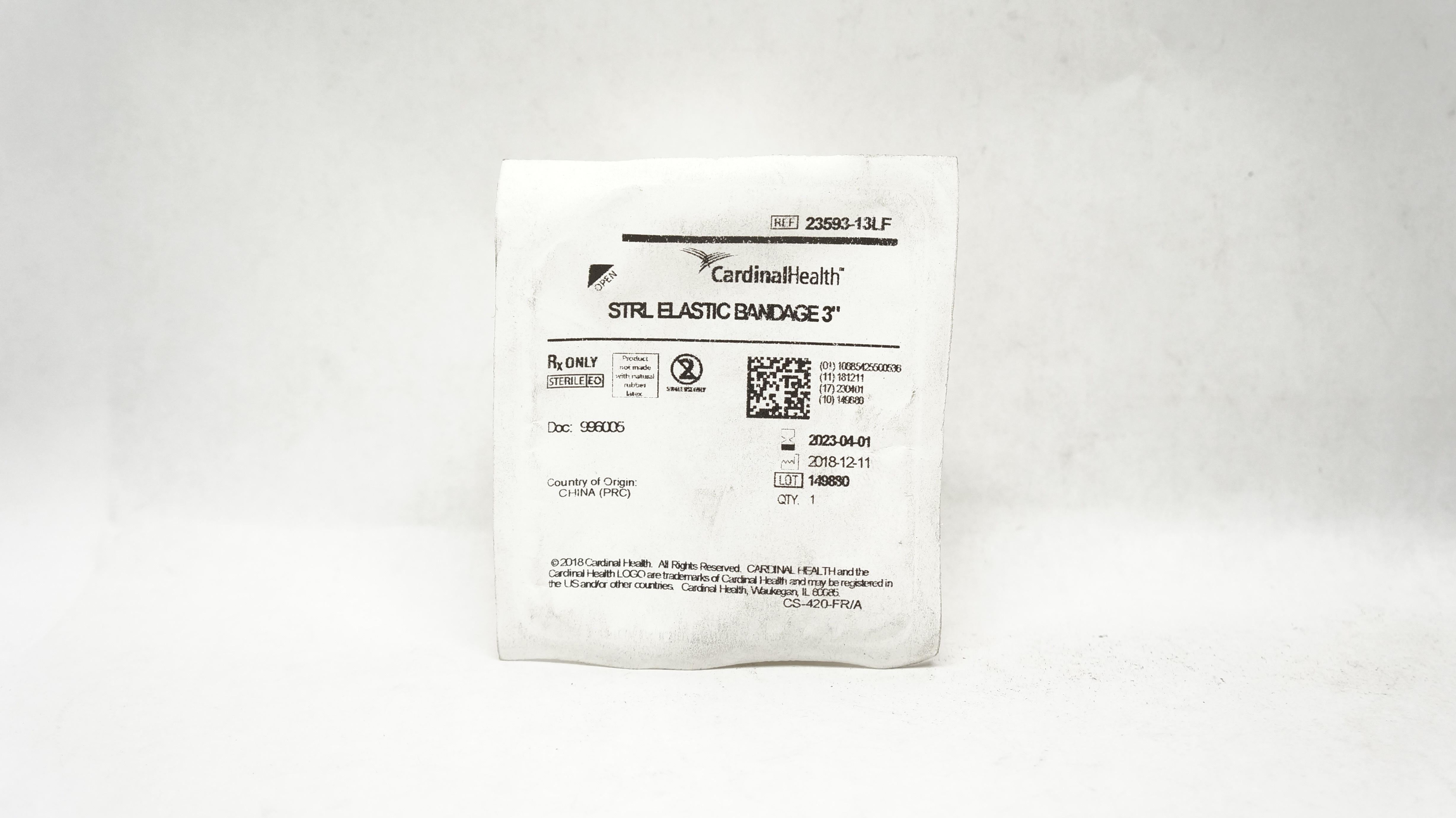 Cardinal Health 23593-13LF Elastic Bandage 3inch