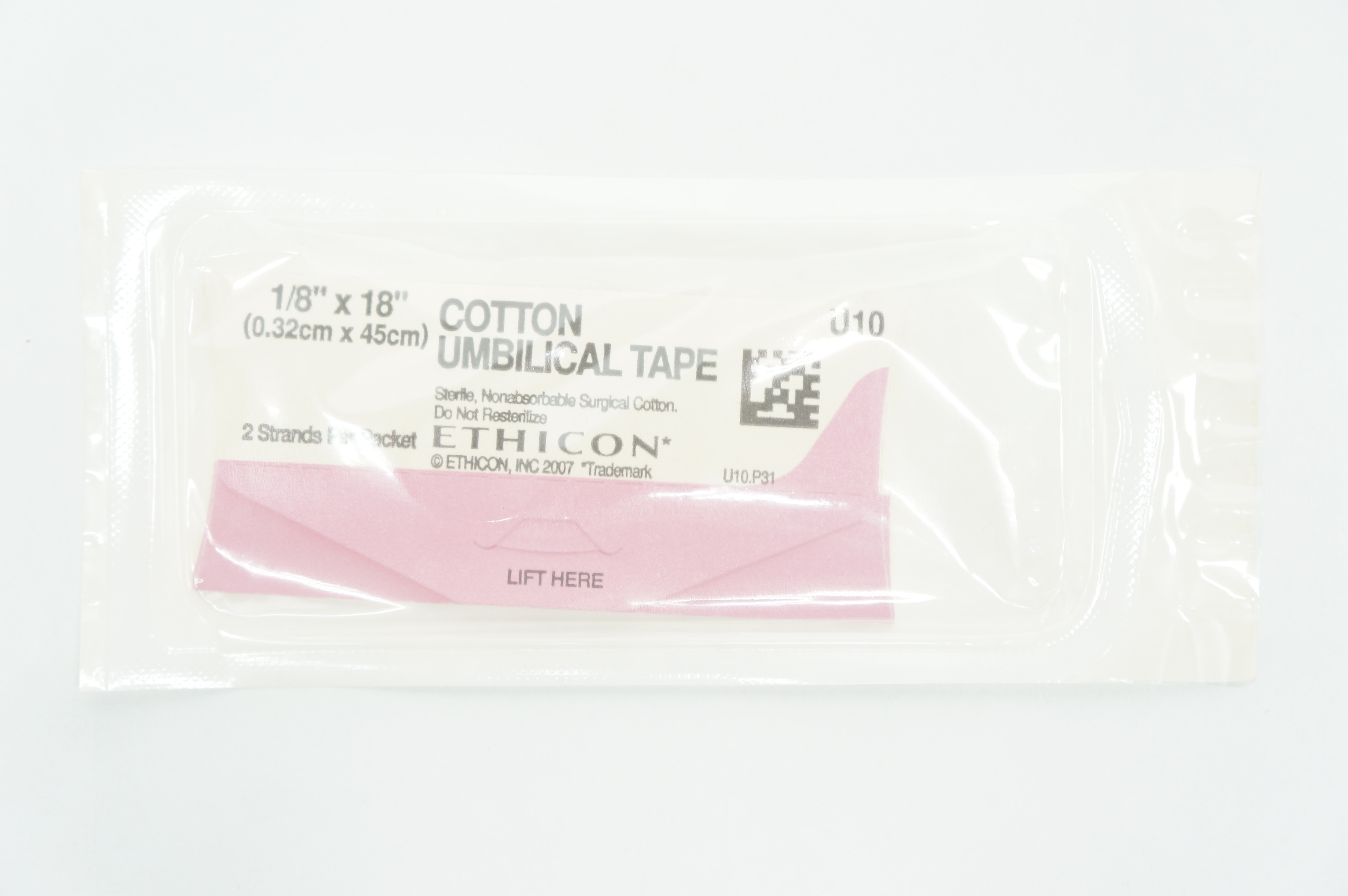 Ethicon U10 Cotton Umbilical Tape 1/8inch x 18inch (x)