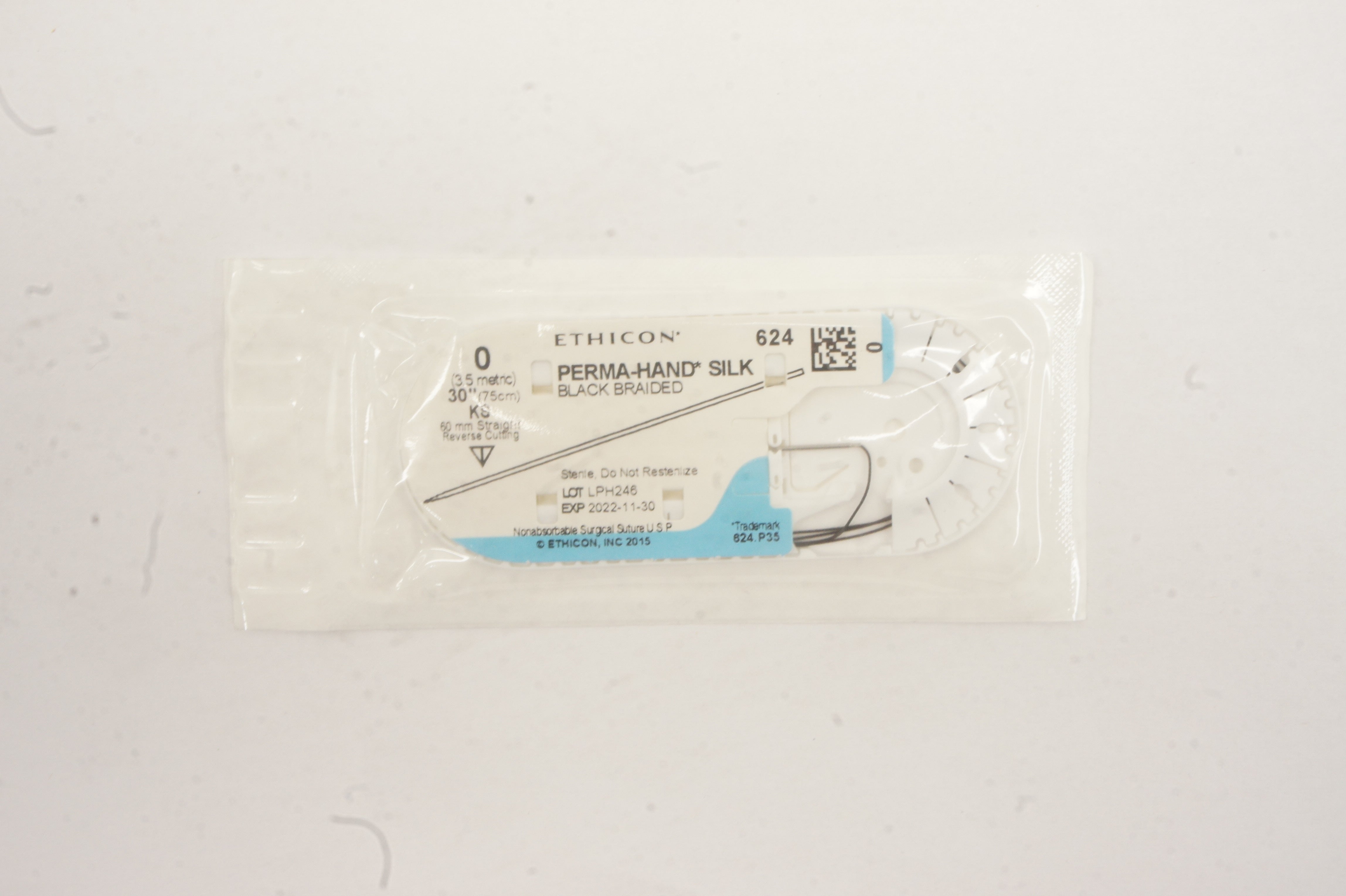 Ethicon 624 0 PERMA-HAND SILK Stre KS 60mm Straight Reverse Cutting 30inch (x)