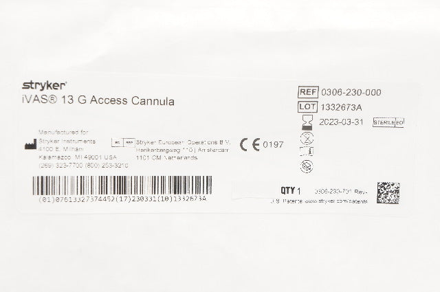 Stryker 0306-230-000 IVAS Access Cannula 13G
