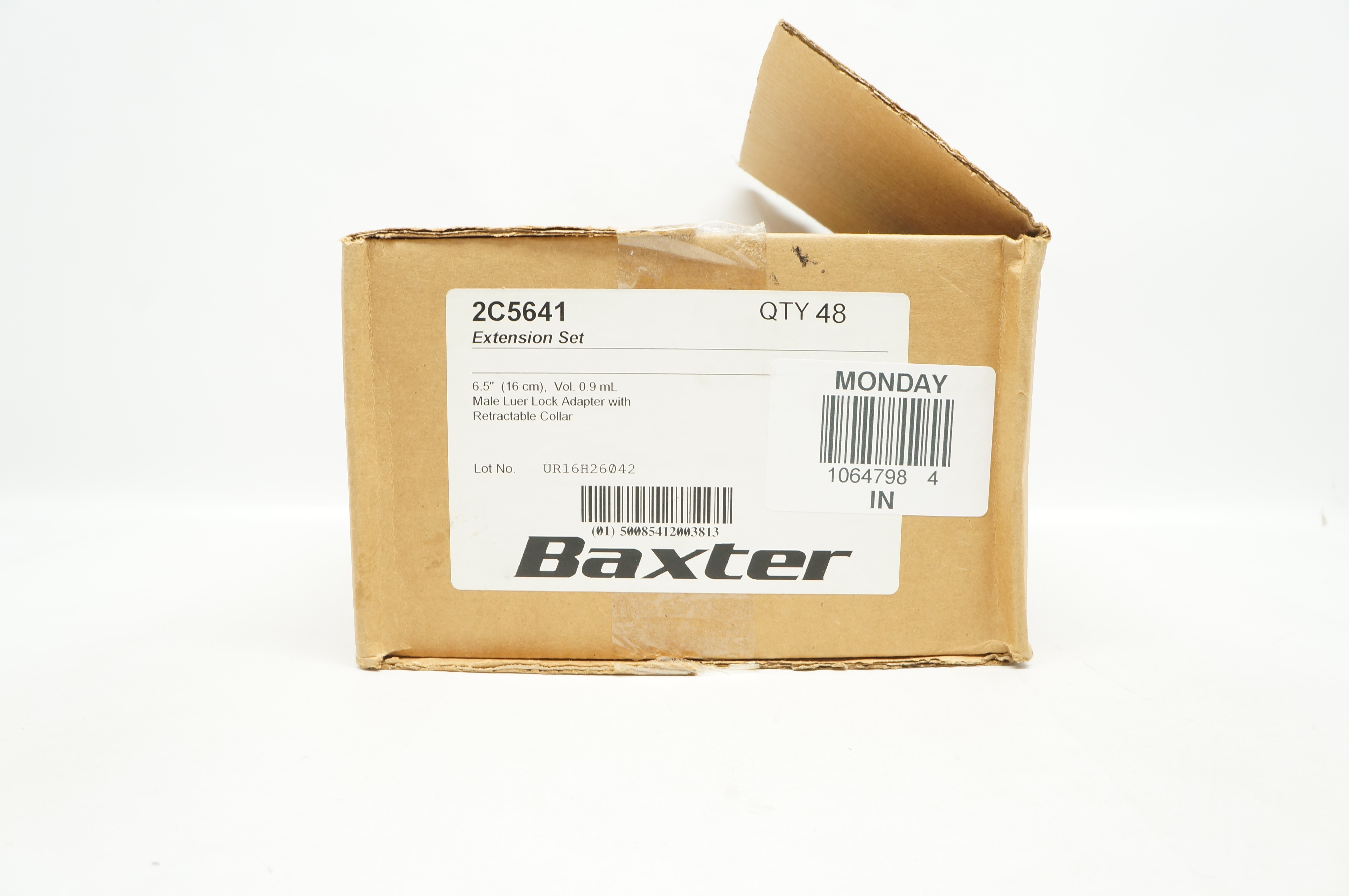 Baxter 2C5641 Extension Set, Male Luer Lock Adapter, 6.5inch, 0.9mL - Box of 48