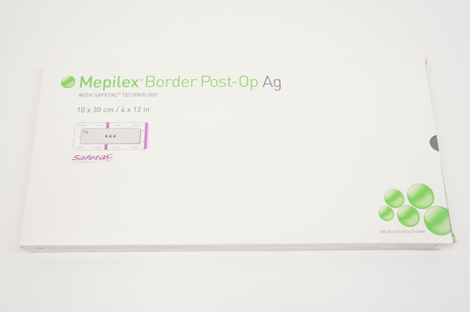 Molnlycke Health Care 498600 Mepilex Border Post-On Ag 4 x 12inch - Box of 5