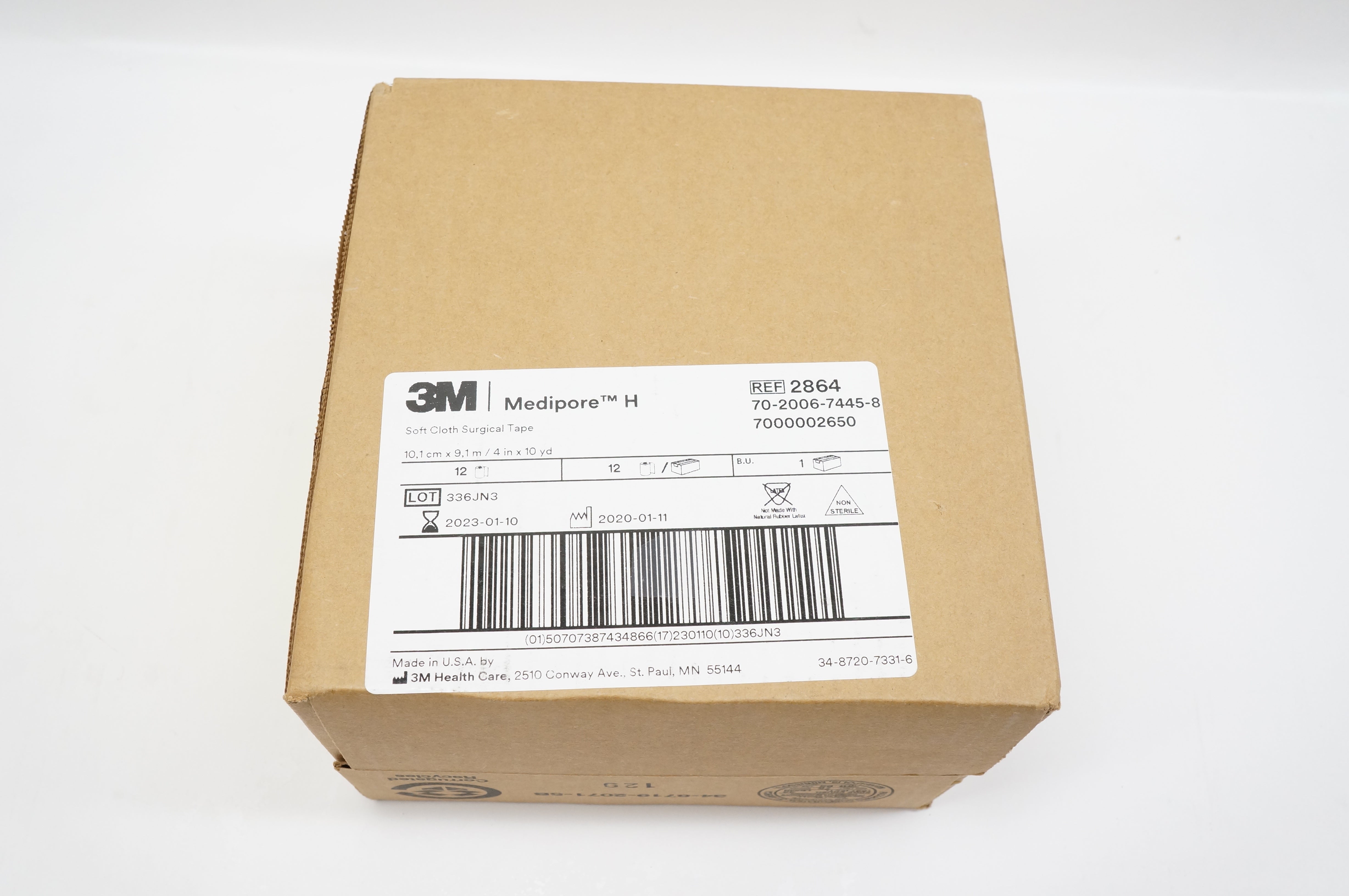 3M 2864 Medipore H Soft Cloth Surgical Tape 4inch x 10yd. - Box of 12