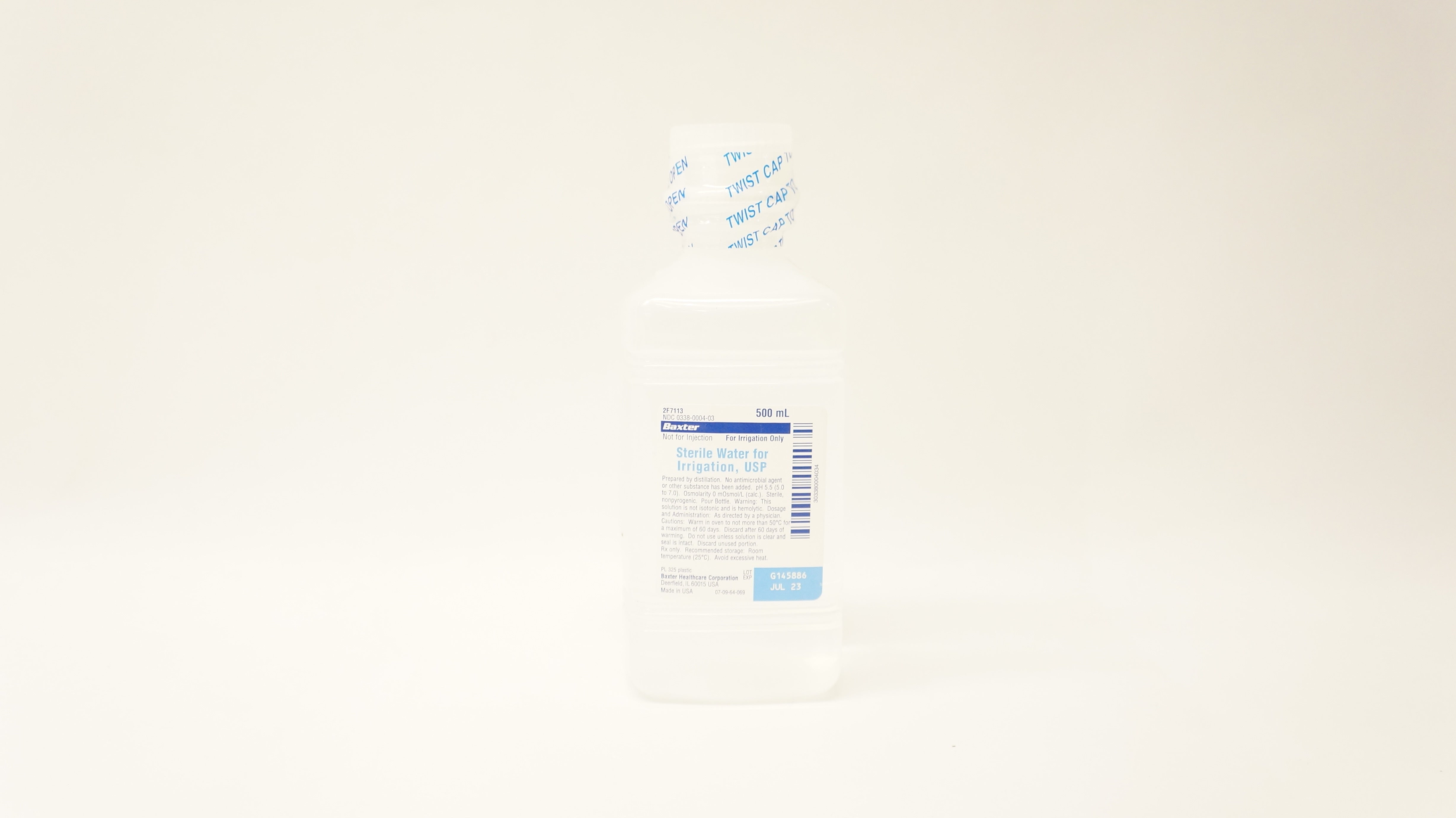 Baxter Healthcare 2F7113 0.9% Sterile Water for Irrigation, USP, 500ml