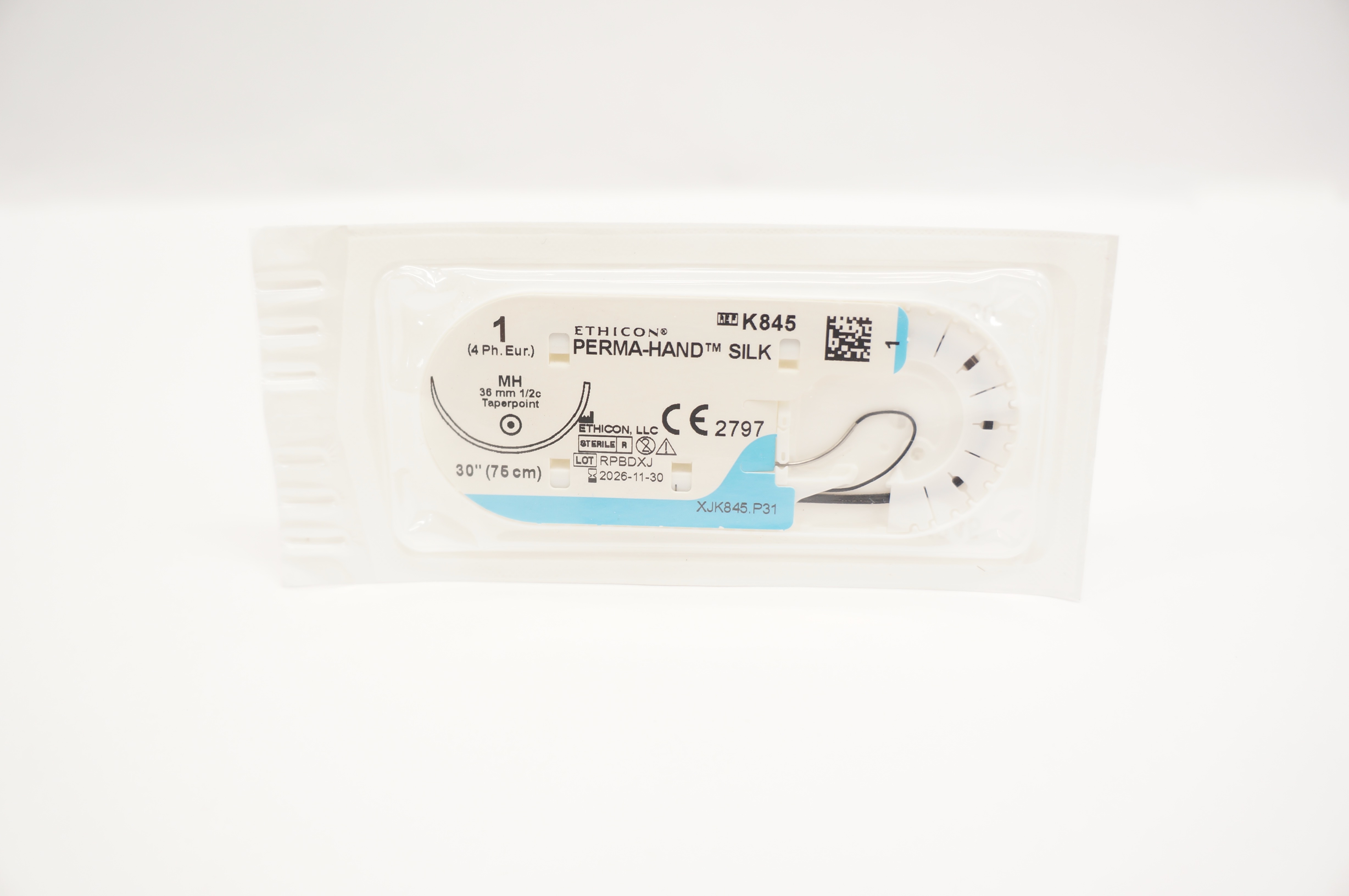 Ethicon K845 1 PERMA-HAND SILK Stre MH 36mm 1/2c Taperpoint, 30inch