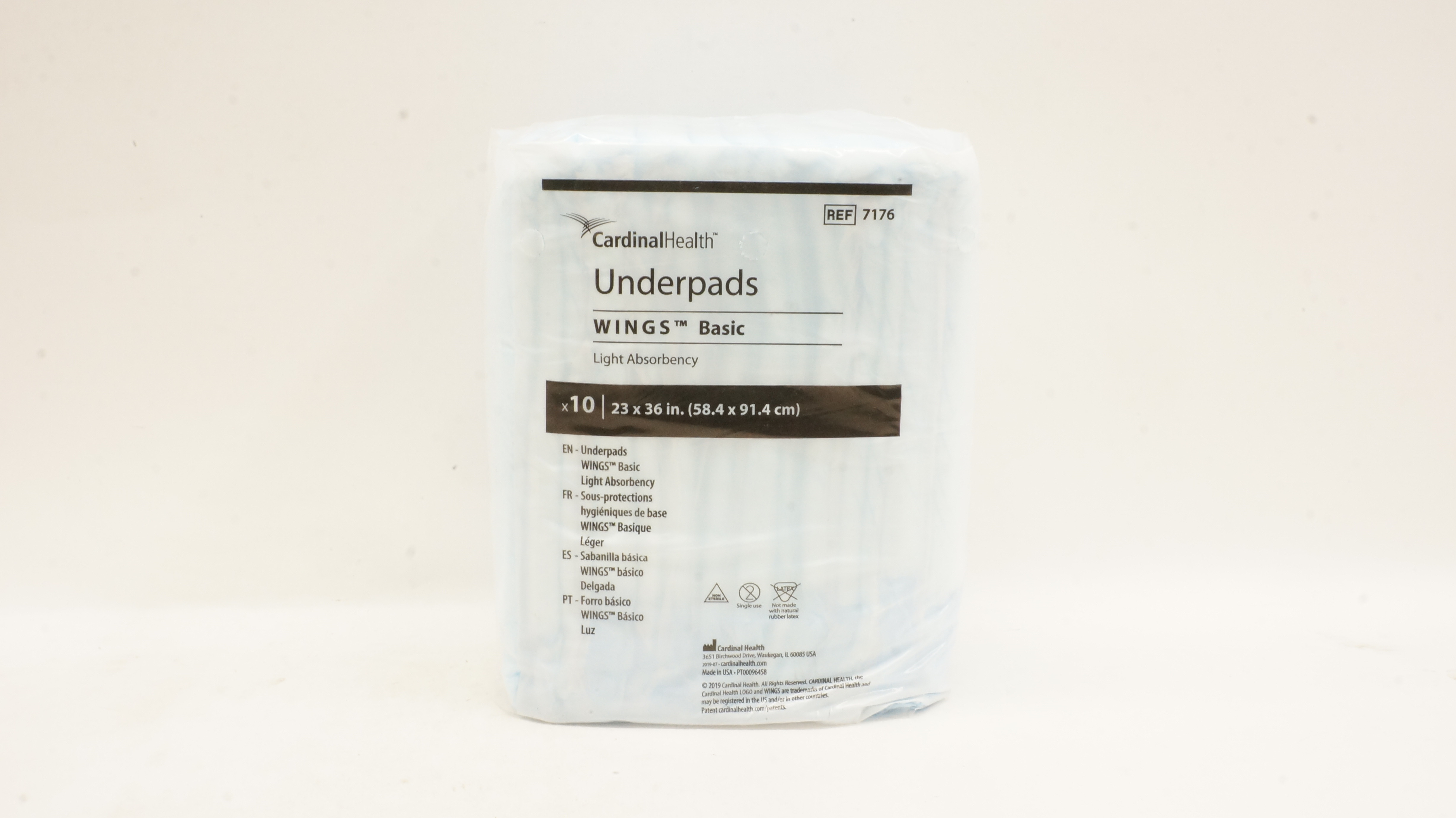 Cardinal Health 7176 Wings Basic Underpads 23 inch x 26 inch - Pack of 10