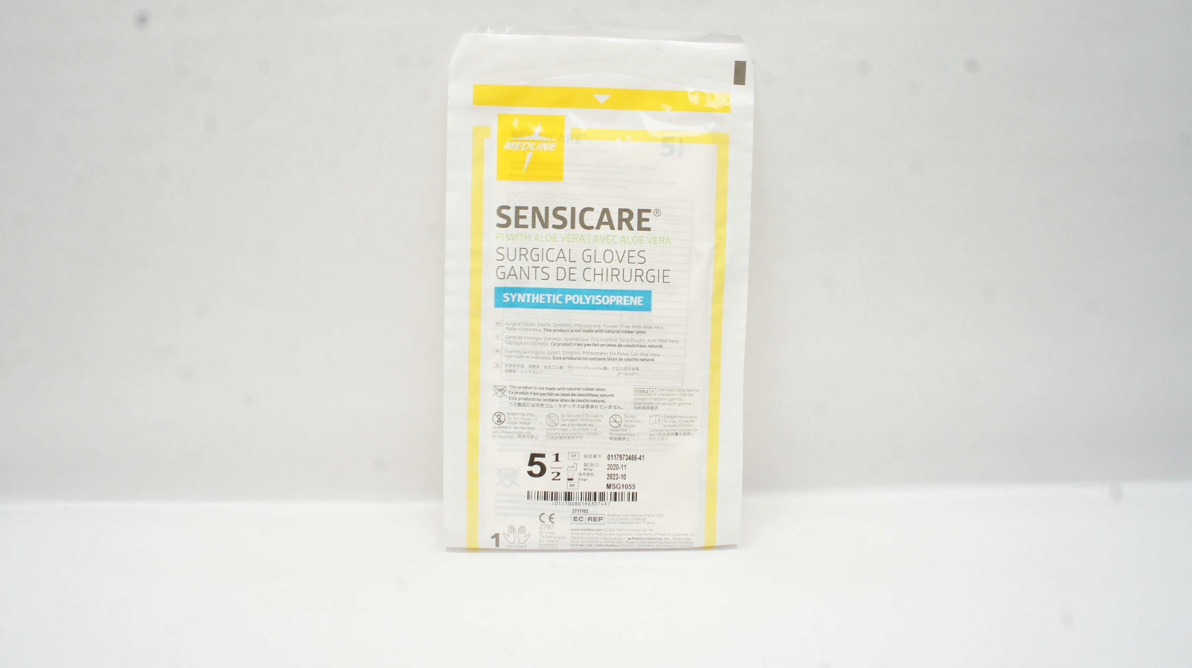 Medline MSG1055 Sensicare Surgical Gloves W/Aloe Vera, Size 5 1/2 (x)