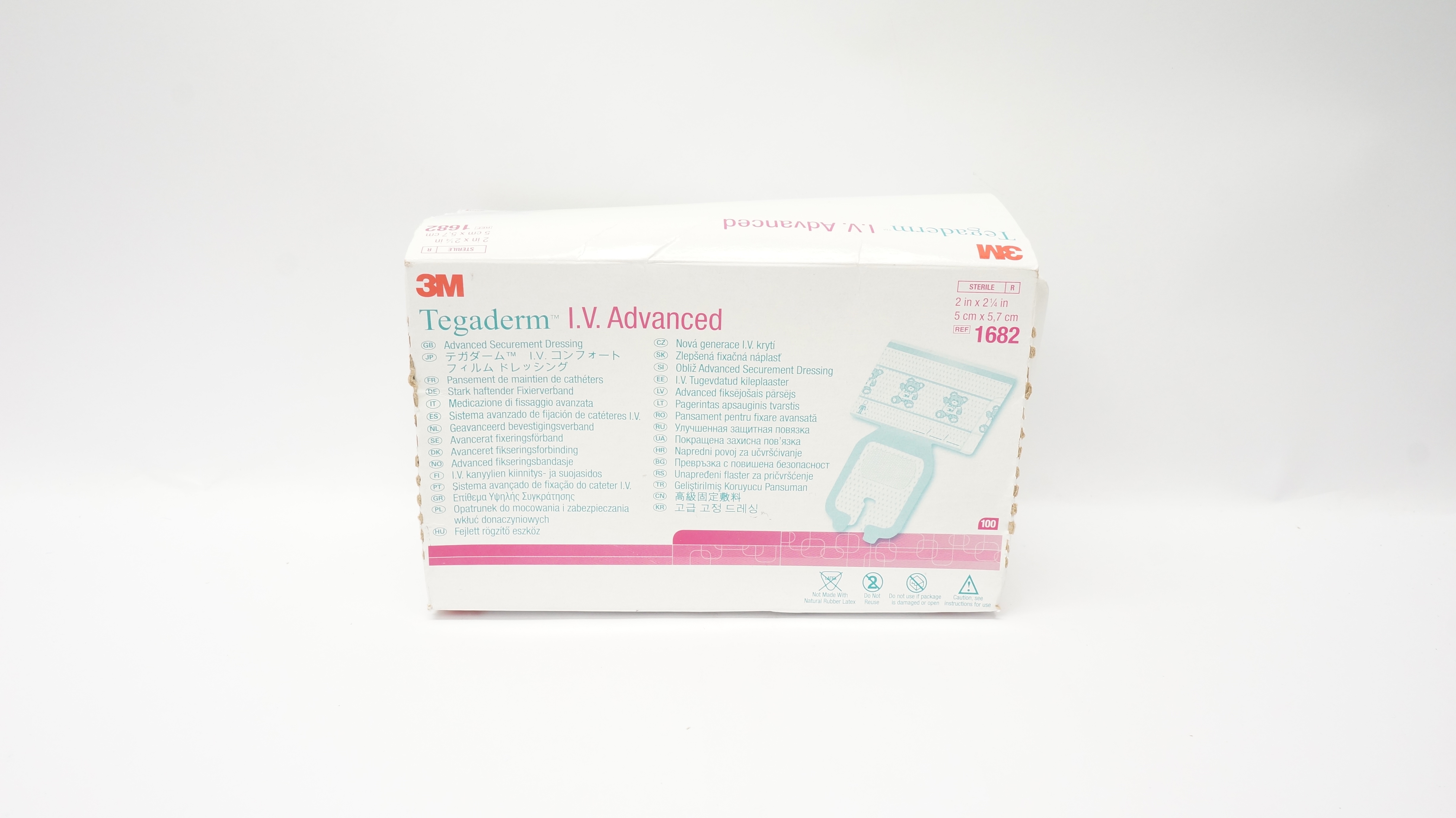 3M 1682 Tegaderm IV Advanced Securement Dressing 2 x 2-1/4inch (x) - Box of 100