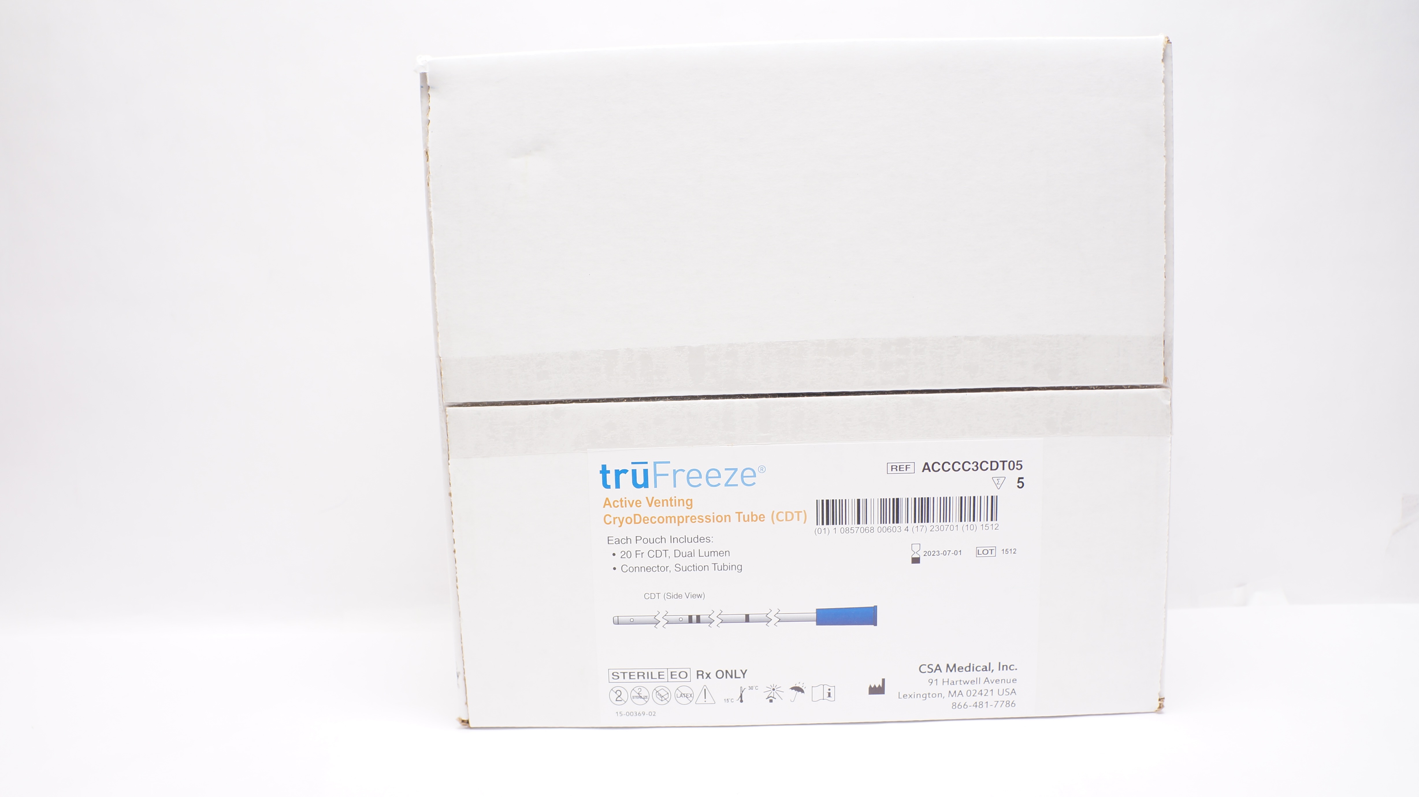 CSA Medical ACCCC3CDT05 truFreeze Active Venting CDT 20Fr (x) - Box of 5