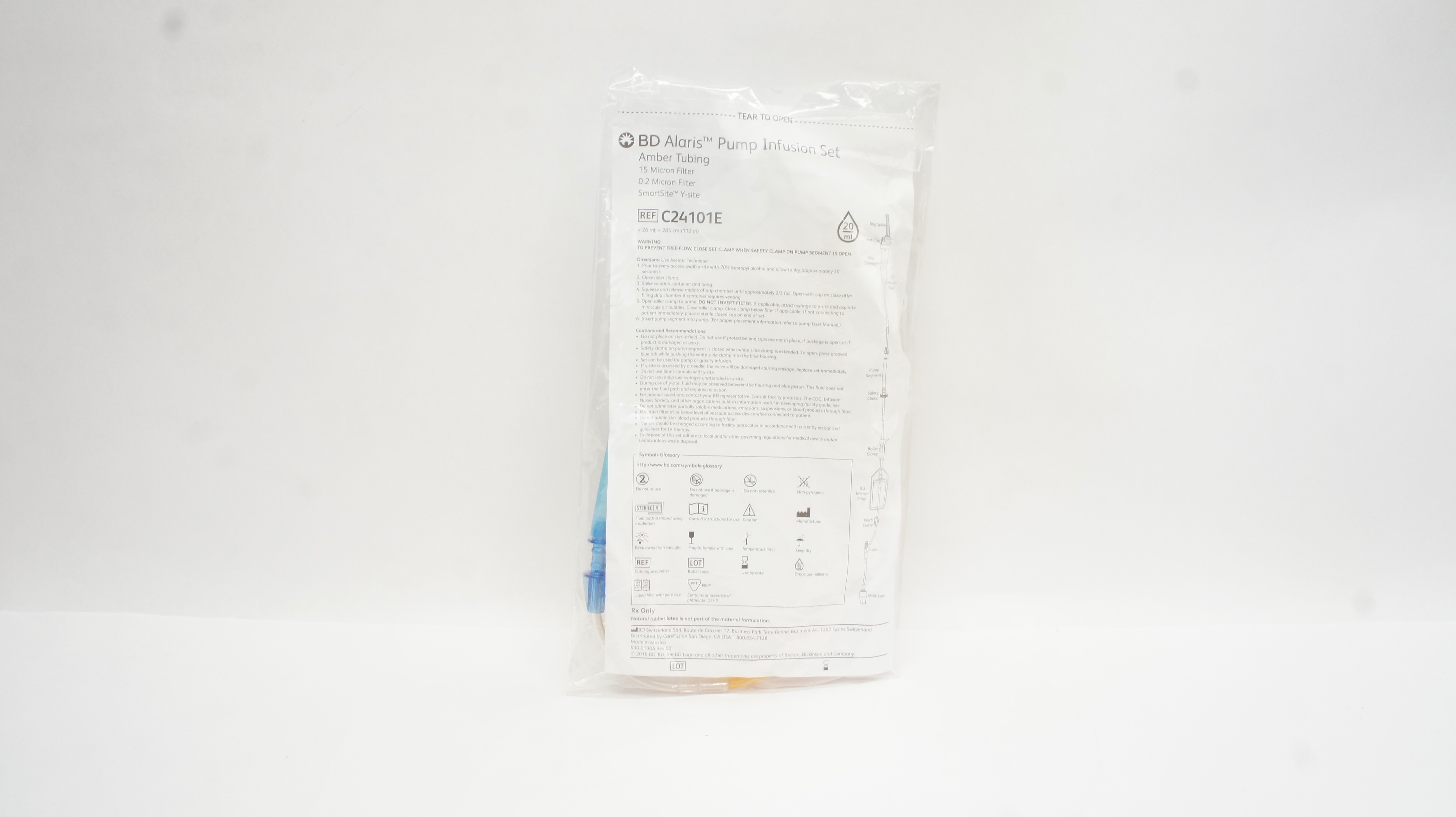 BD C24101E Alaris Pump Infusion Set 26mL x 112inch 20Drops/ml