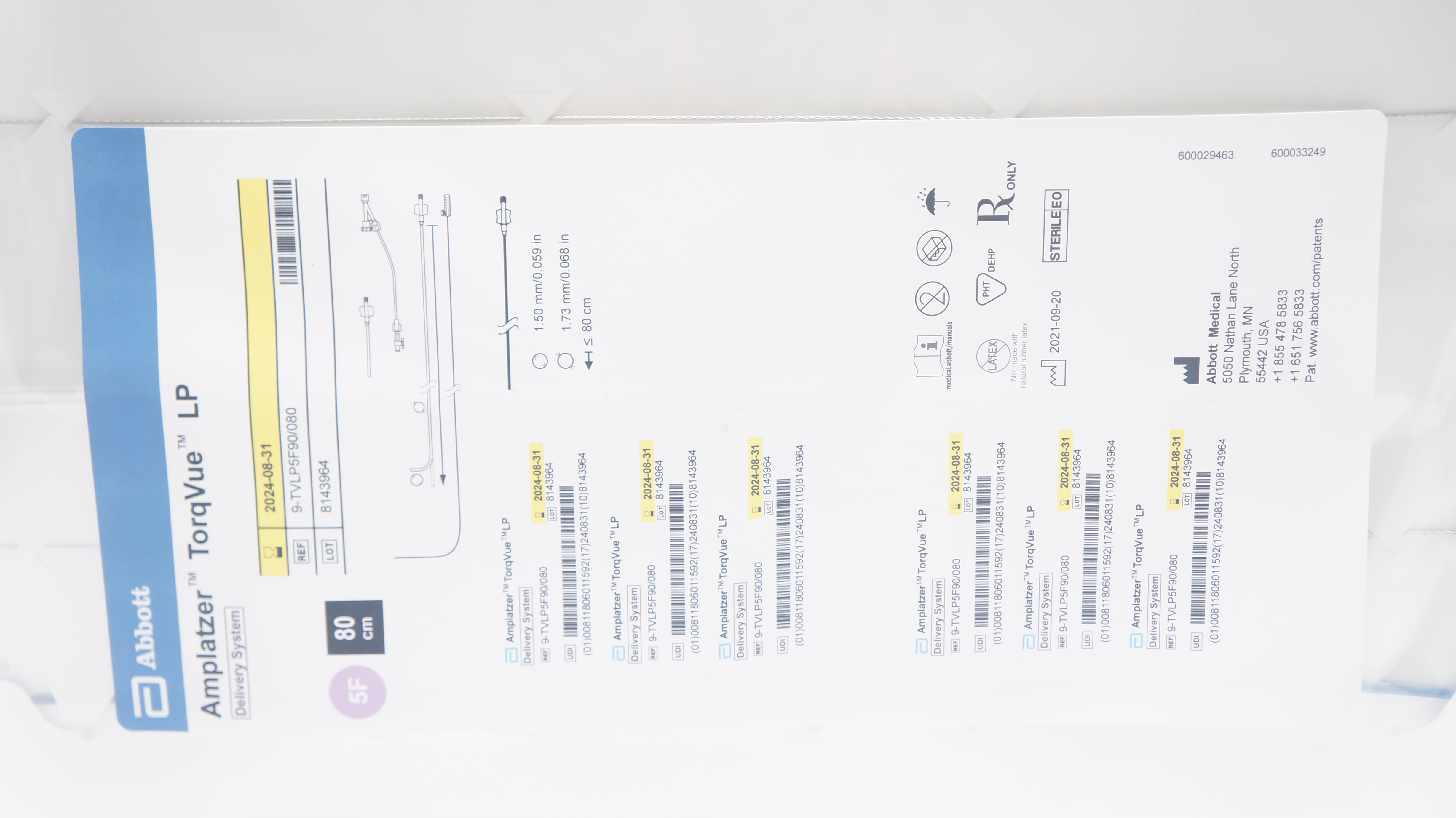 Abbott 9-TVLP5F90/80 Amplatzer TorqVue LP Delivery System 5Fr x 80cm