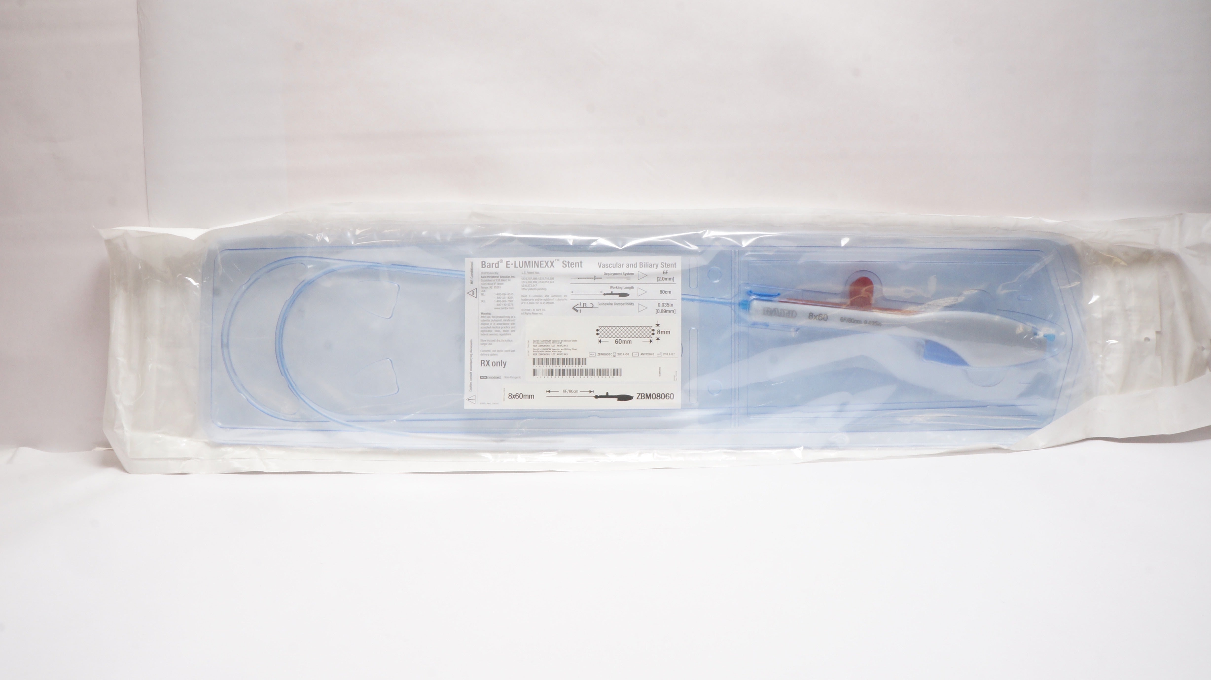 Bard ZBM08060 E-Luminexx vascular and Biliary Stnt 6F x 80cm x 0.035inch (x)