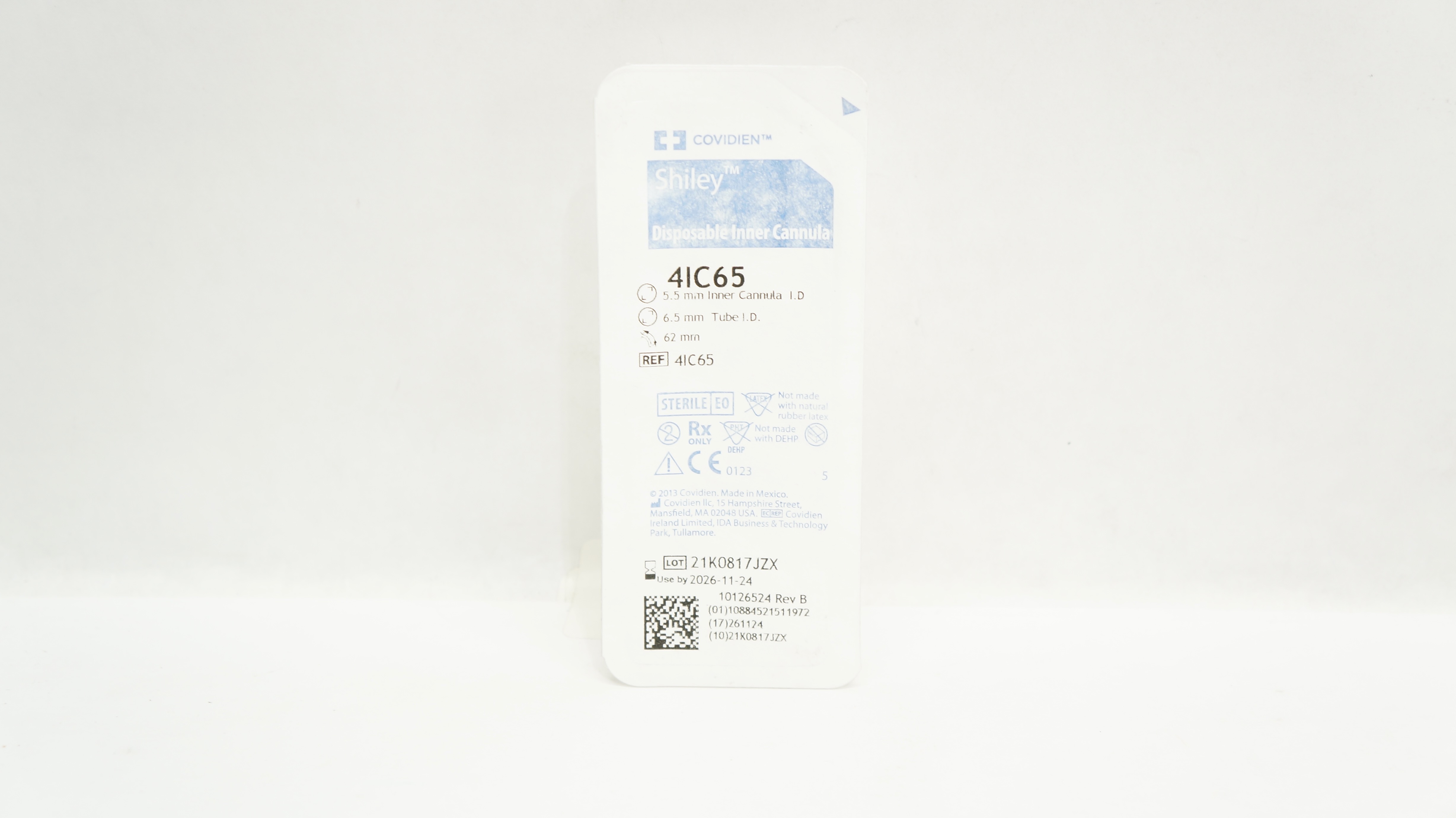 Covidien 4IC65 Shiley Disposable Inner Cannula 5.5mm ID x 6.5mm Tube ID, 62mm