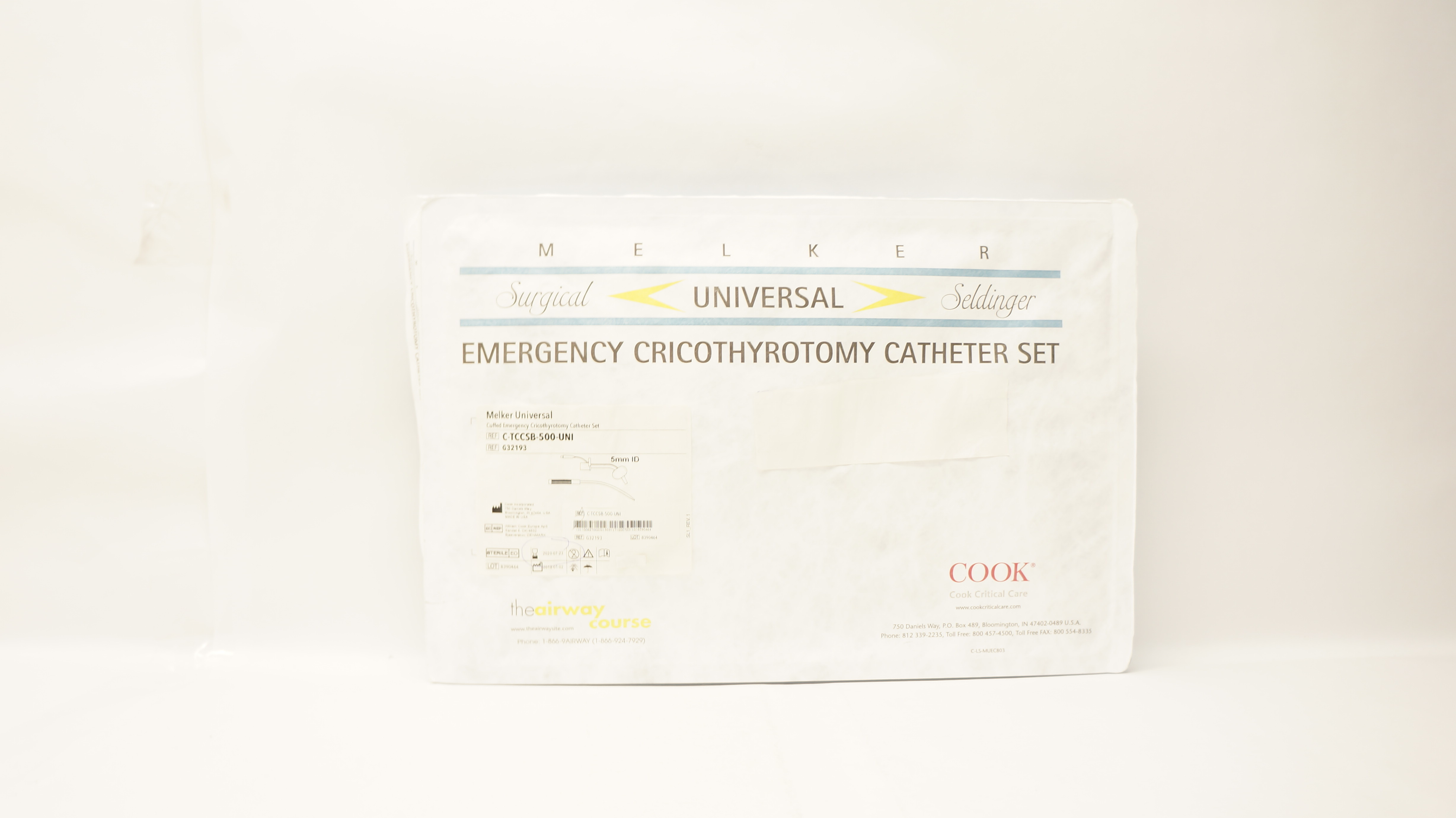 Cook G32193 Melker Universal Cuffed Emergency Cricothyrotomy Cath. Set 5mm ID(x)